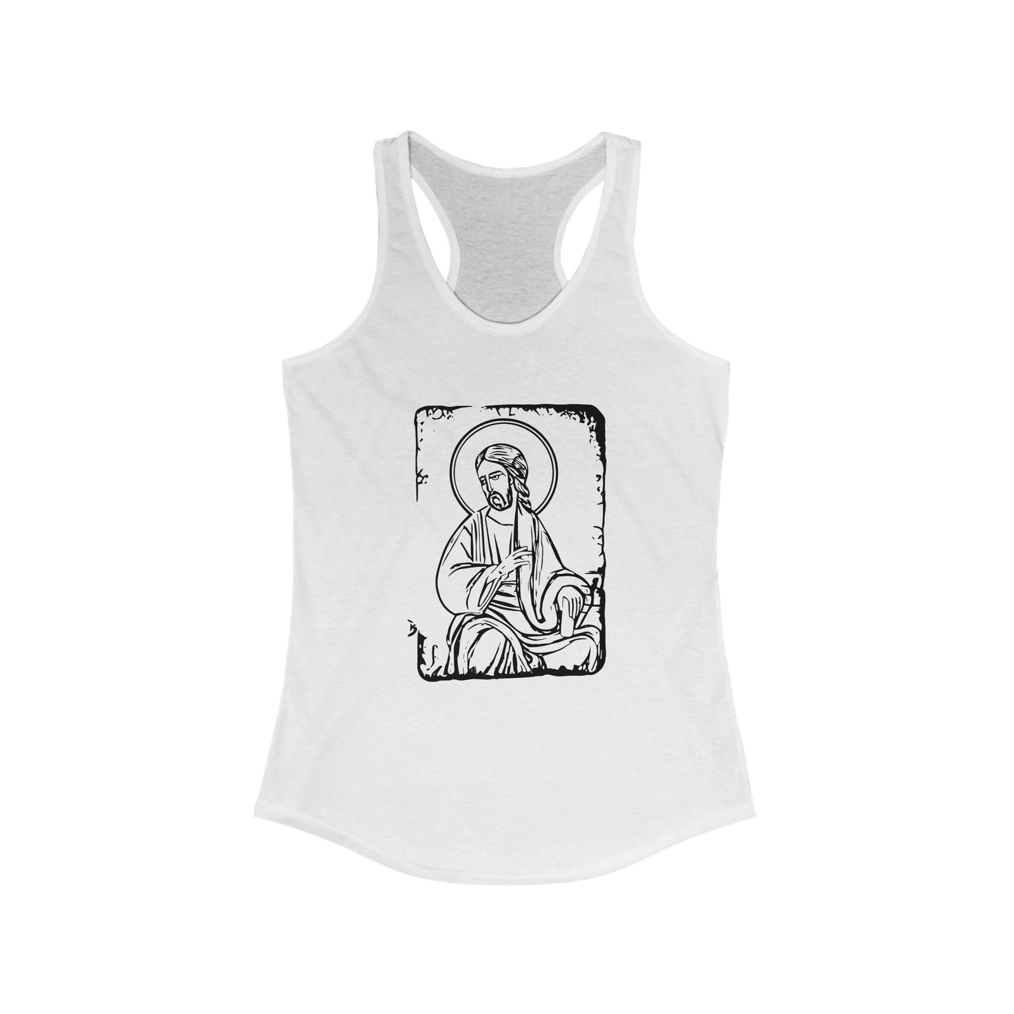Orthodox Icon Women's Racerback Tank (Black Logo) - Sweet Baby Jeez Teez