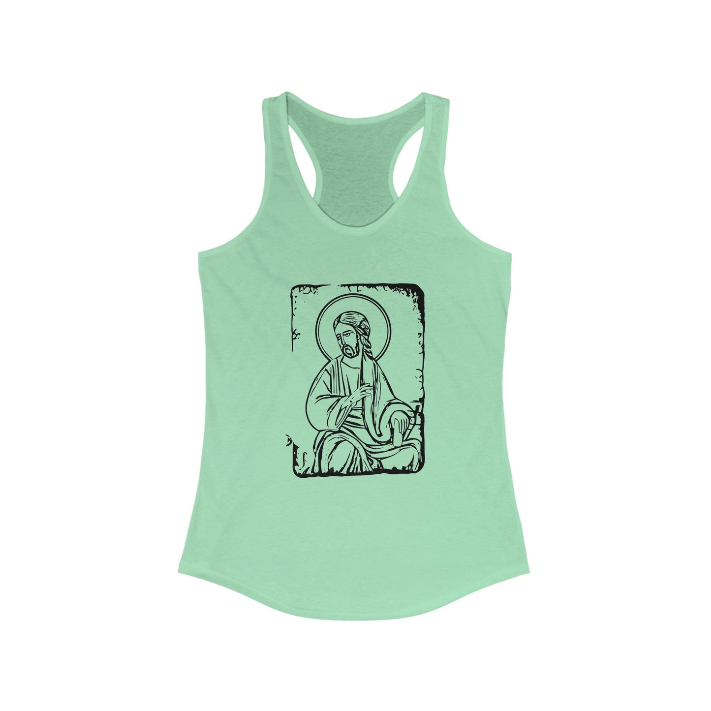 Orthodox Icon Women's Racerback Tank (Black Logo) - Sweet Baby Jeez Teez