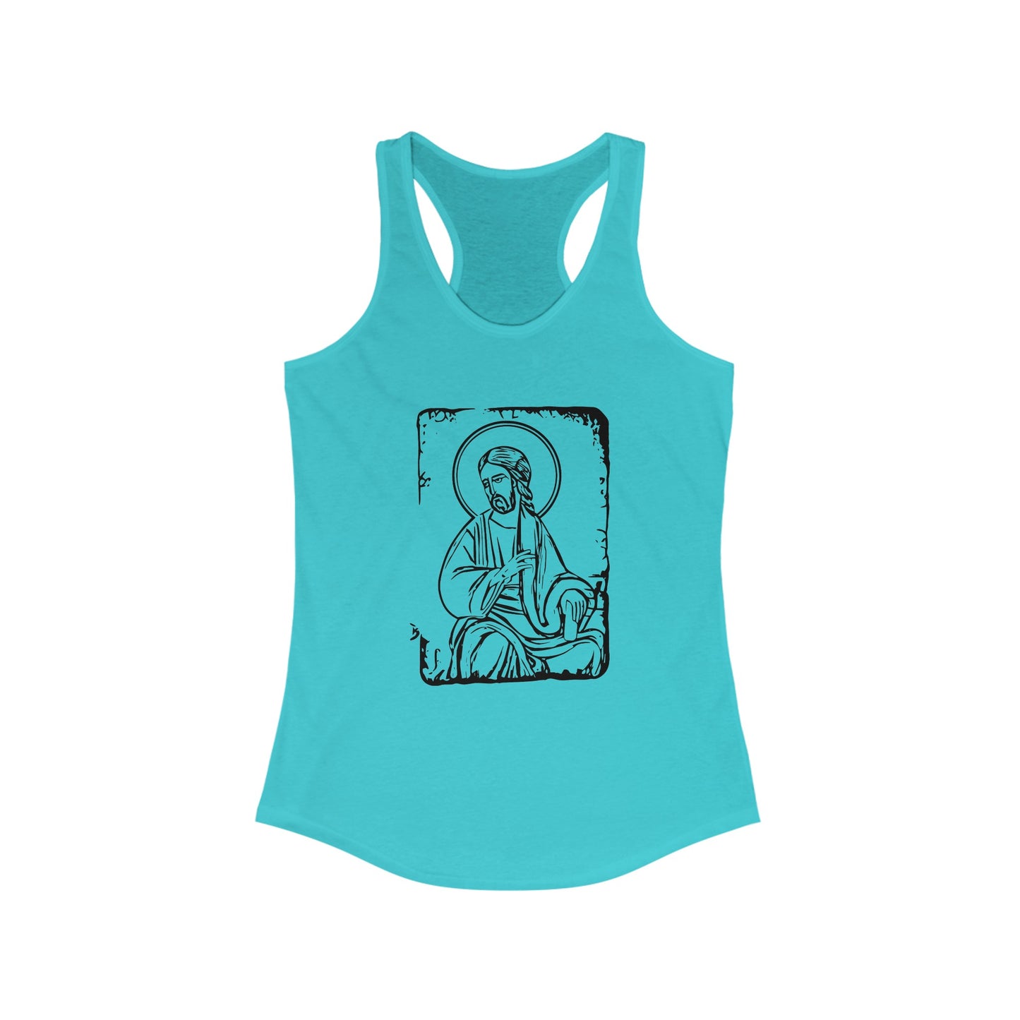 Orthodox Icon Women's Racerback Tank (Black Logo) - Sweet Baby Jeez Teez