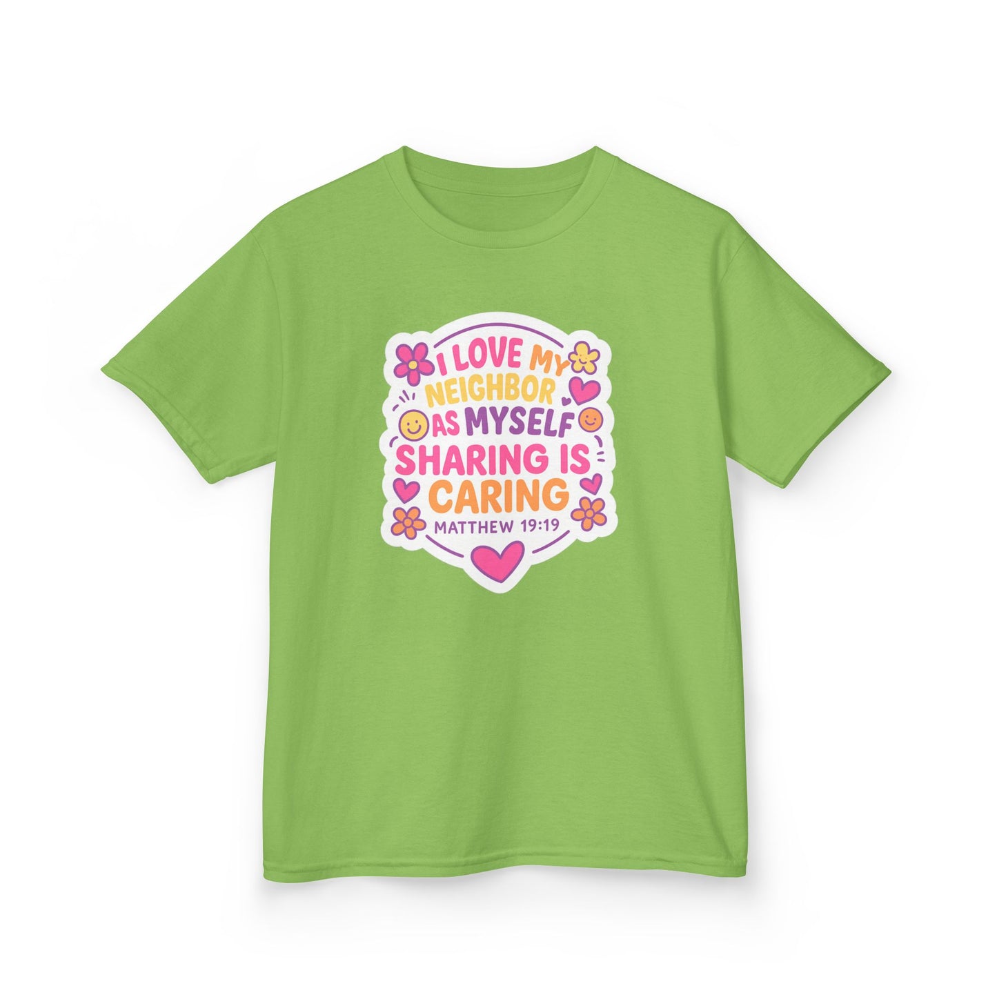 "Love My Neighbor" Sharing is Caring Christian Girl's Bible Verse Tshirt