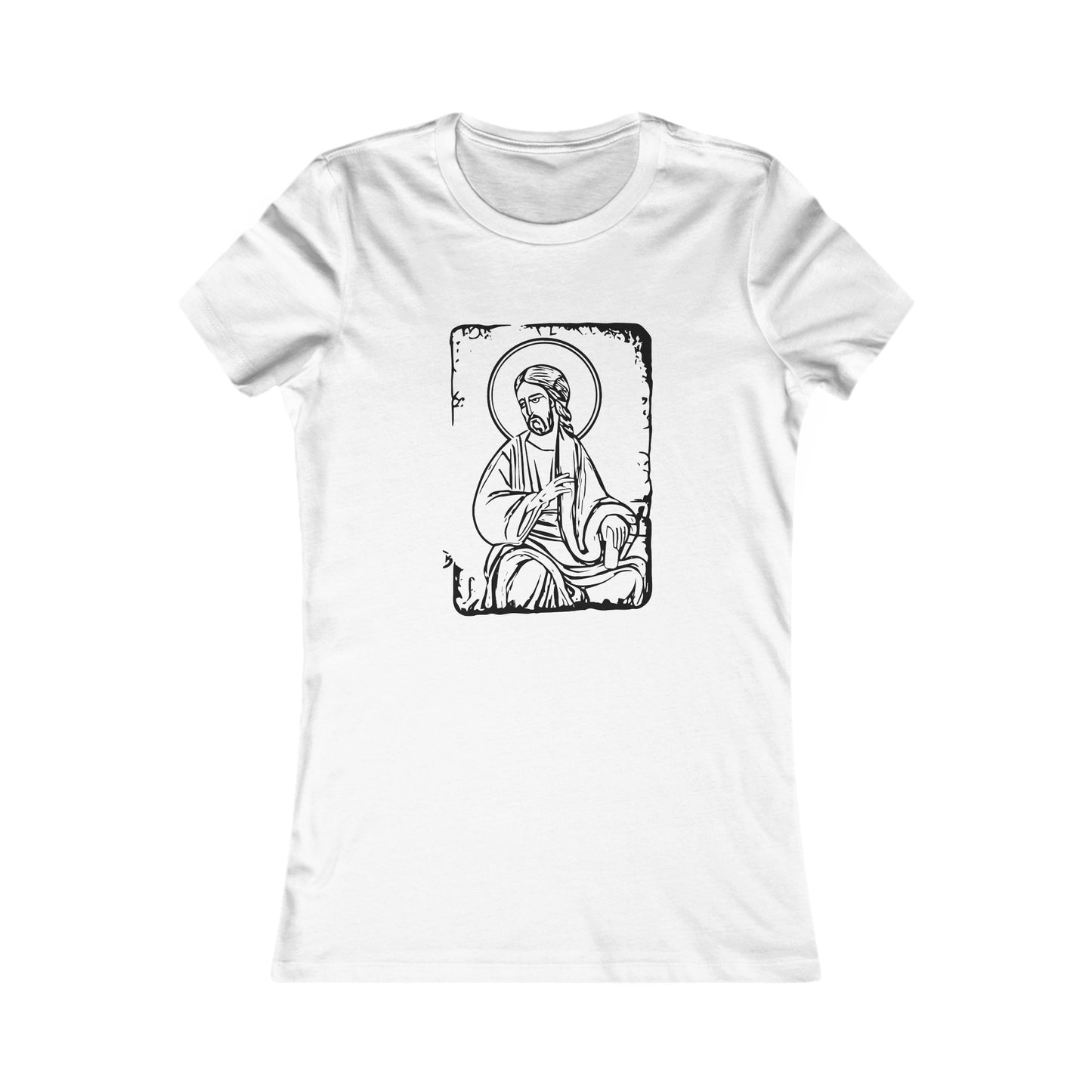 Orthodox Icon Women's Fitted Tshirt (Black Logo) - Sweet Baby Jeez Teez