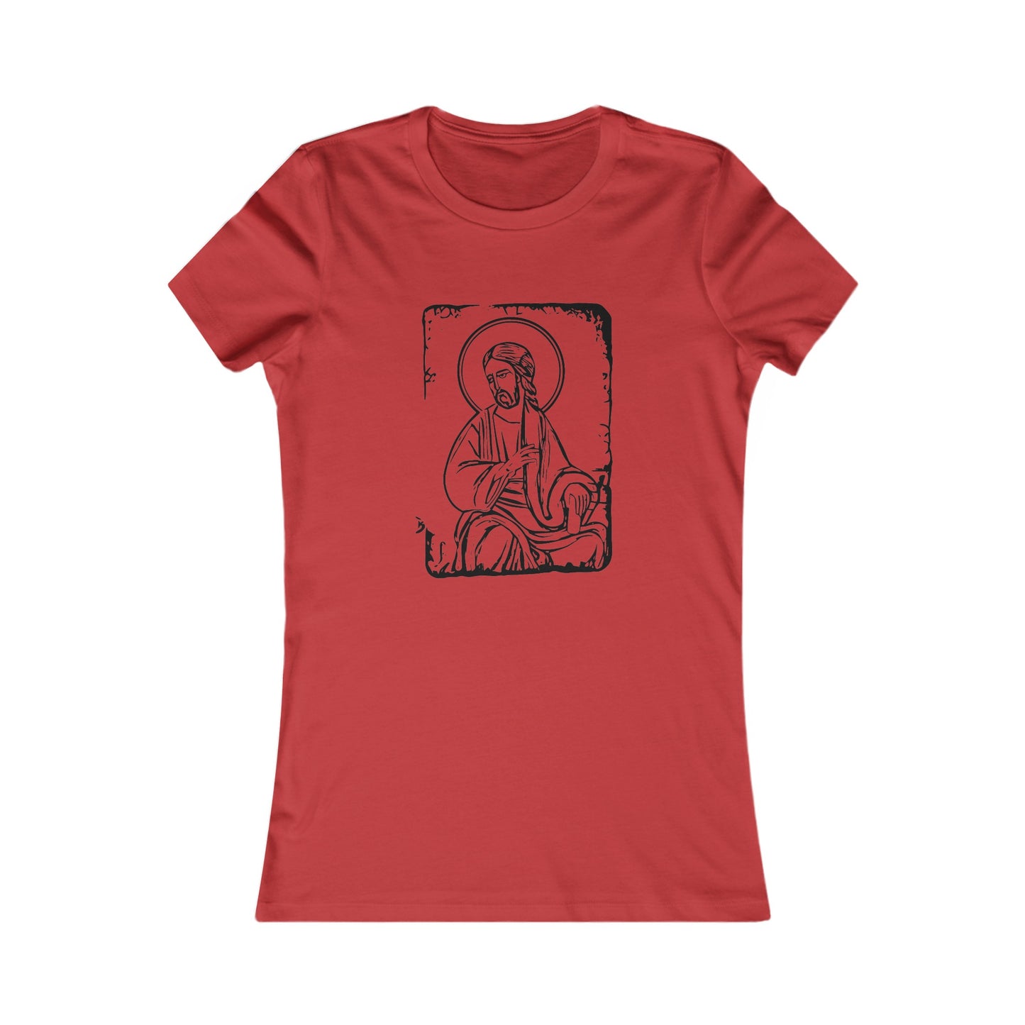 Orthodox Icon Women's Fitted Tshirt (Black Logo) - Sweet Baby Jeez Teez
