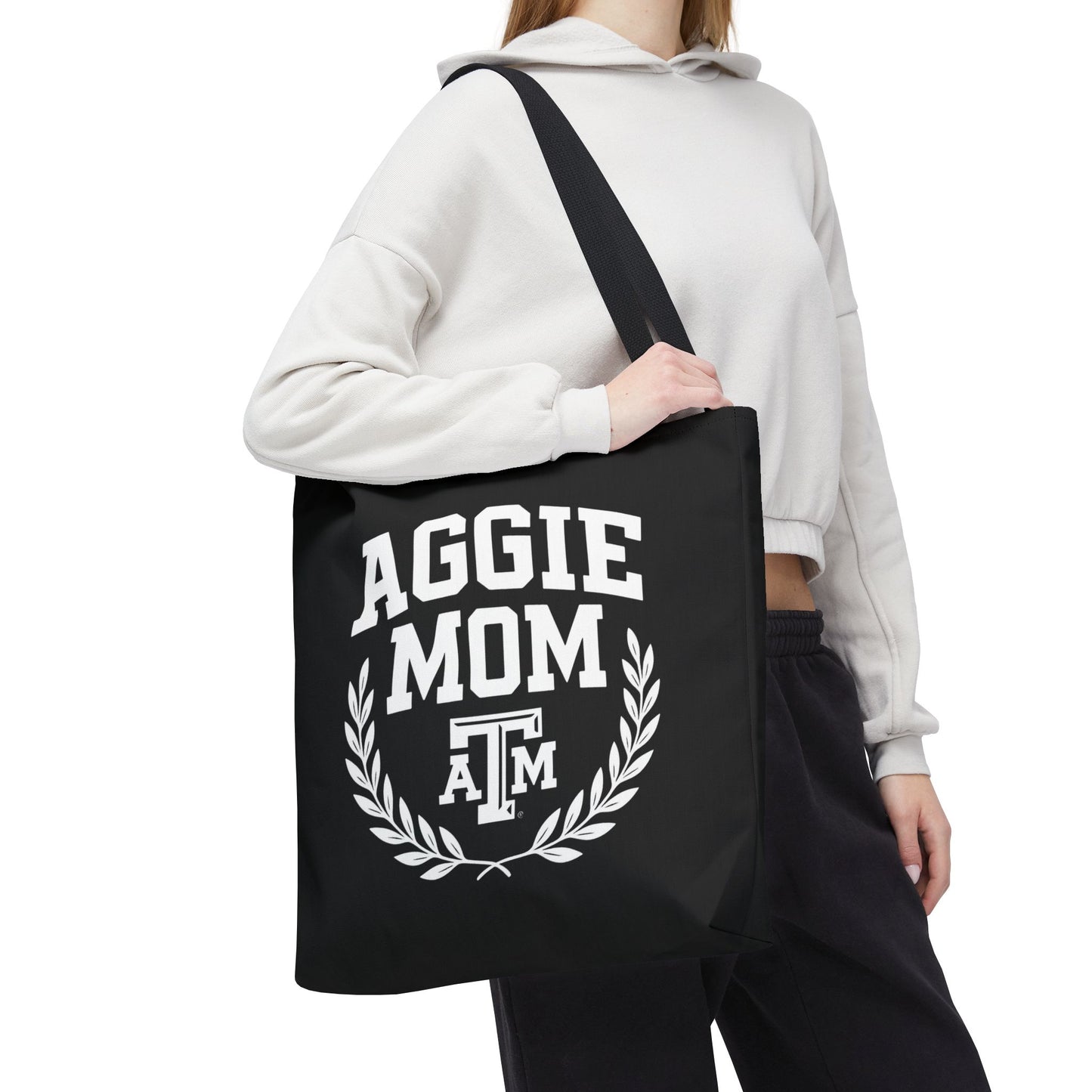 "Aggie Mom" Tote Bag - Multiple Sizes, Different Color Straps - Sweet Baby Jeez Teez