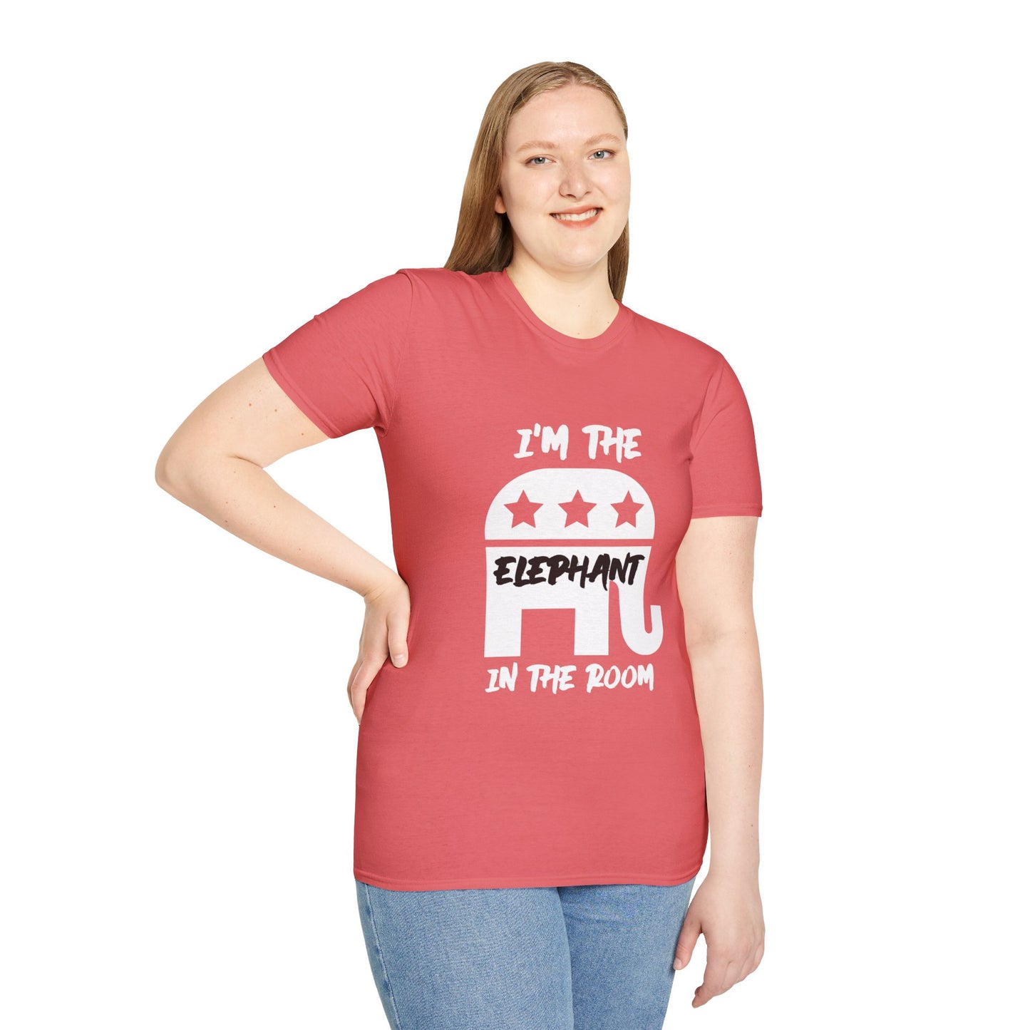Elephant Women's Relaxed/Plus Tshirt (White/Black Logo) - Sweet Baby Jeez Teez