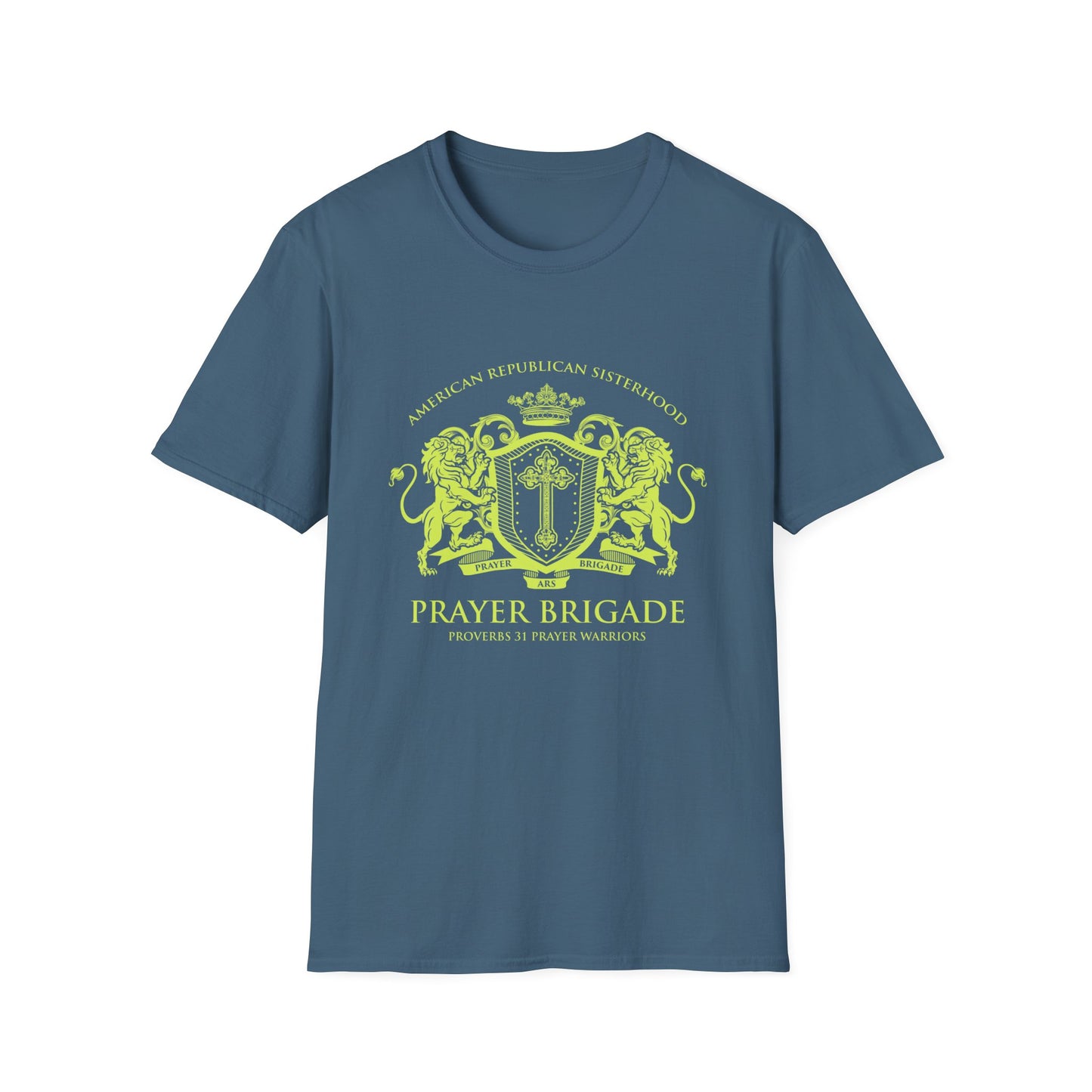 ARS Prayer Brigade Women's Relaxed/Plus Tshirt (Chartreuse Logo)