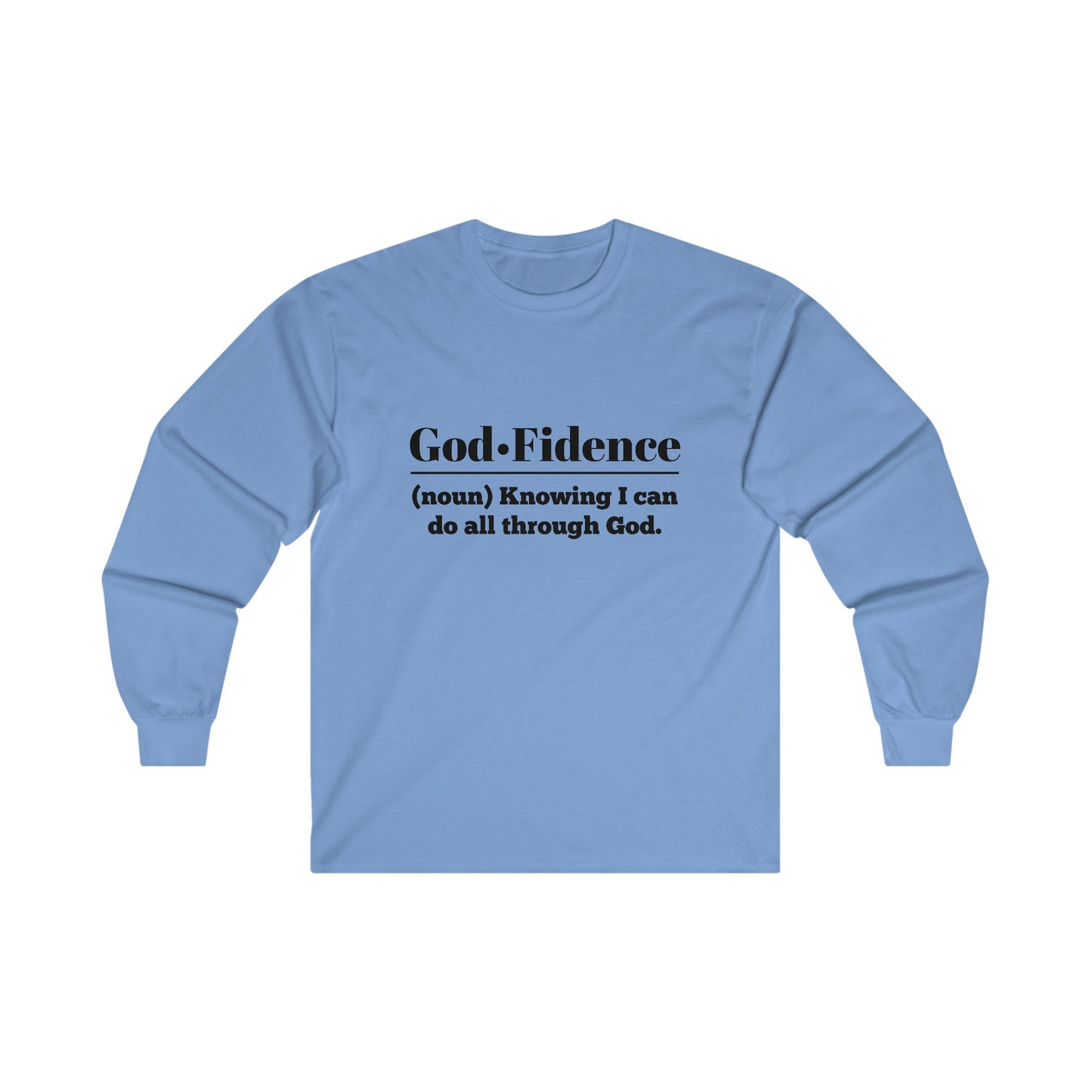 God-fidence Women's Relaxed Long Sleeve Tshirt (Black Logo) - Sweet Baby Jeez Teez