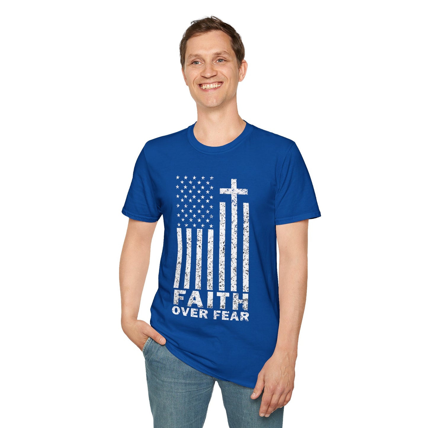 Faith Flag Men's Tshirt (White Logo)