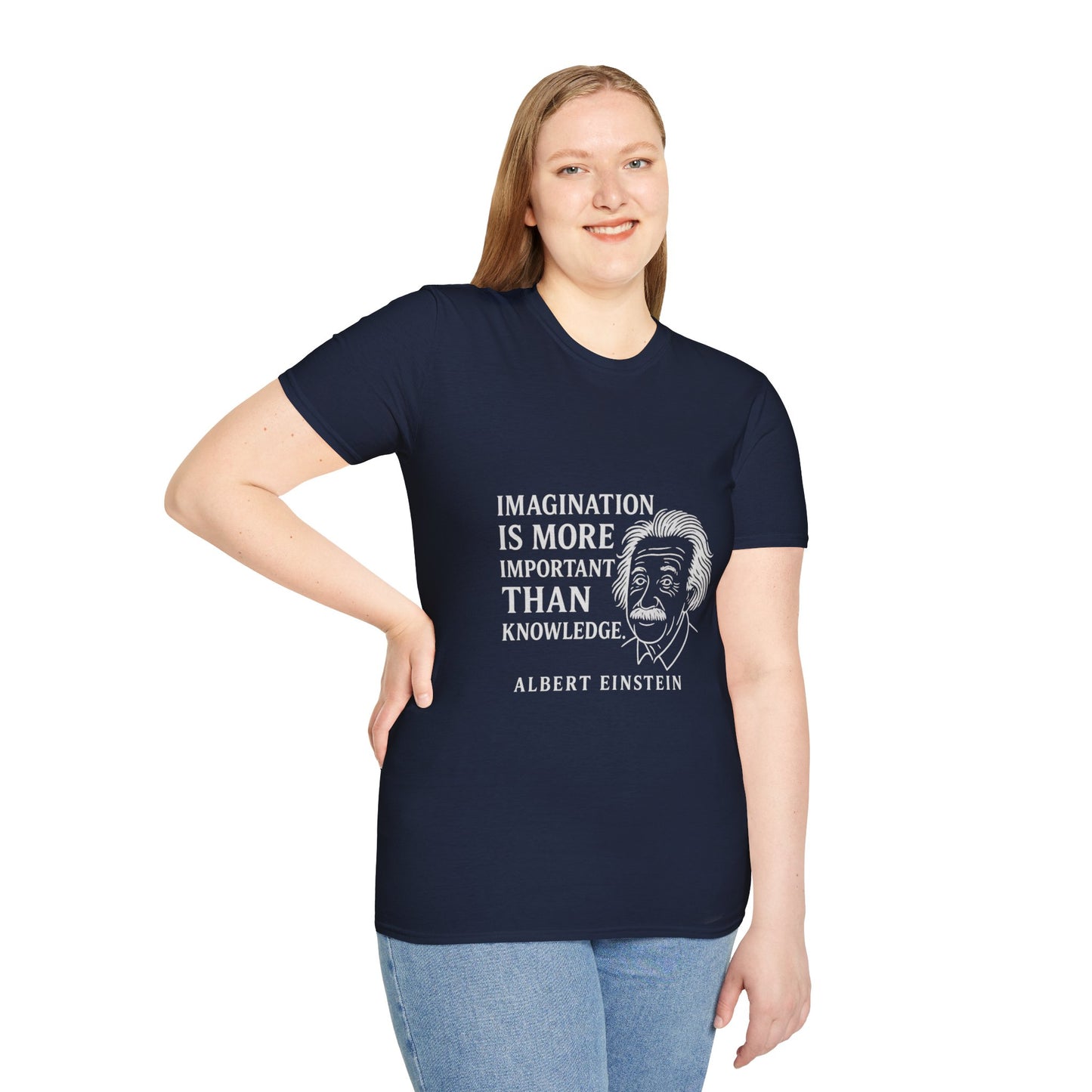"Imagination" Einstein Quote Unisex Softstyle T-Shirt (IW Logo)