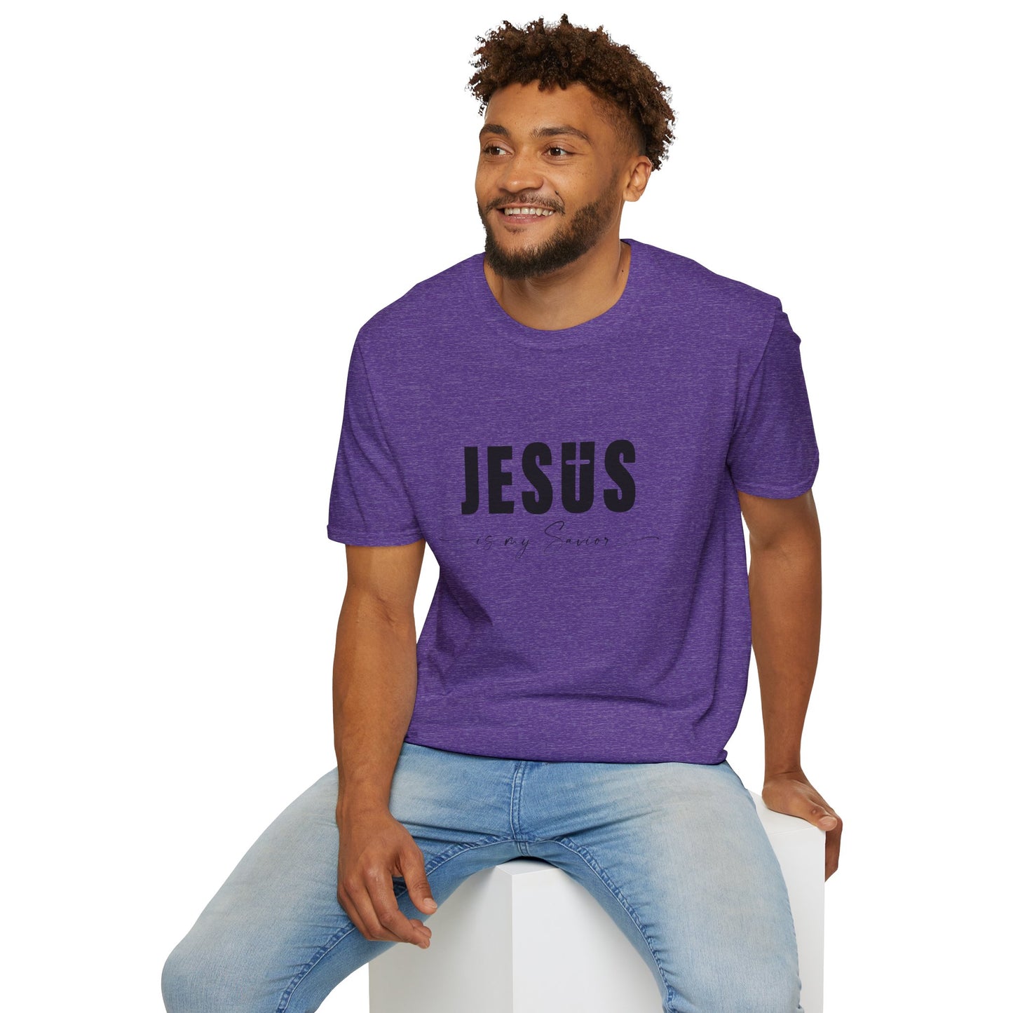 "Jesus is My Savior" Christian Faith Soft T-Shirt (Black Logo)