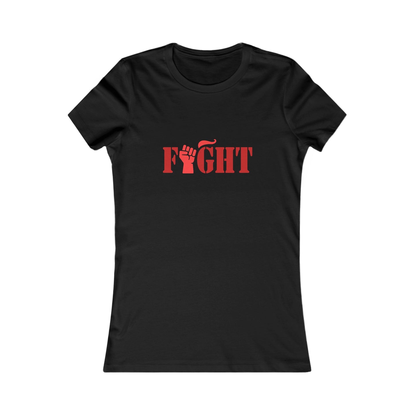 Fight Women's Fitted Tshirt (Red Fist Logo) - Sweet Baby Jeez Teez