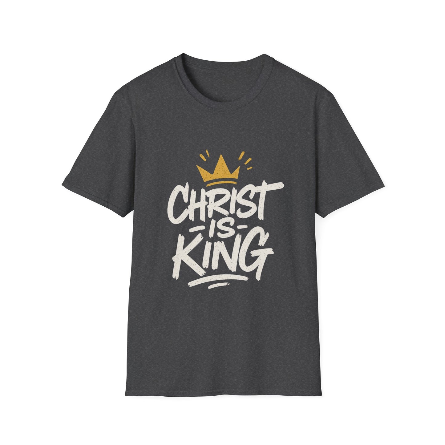 Christ is King Men's Unisex Softstyle T-Shirt (Gold Crown Logo)