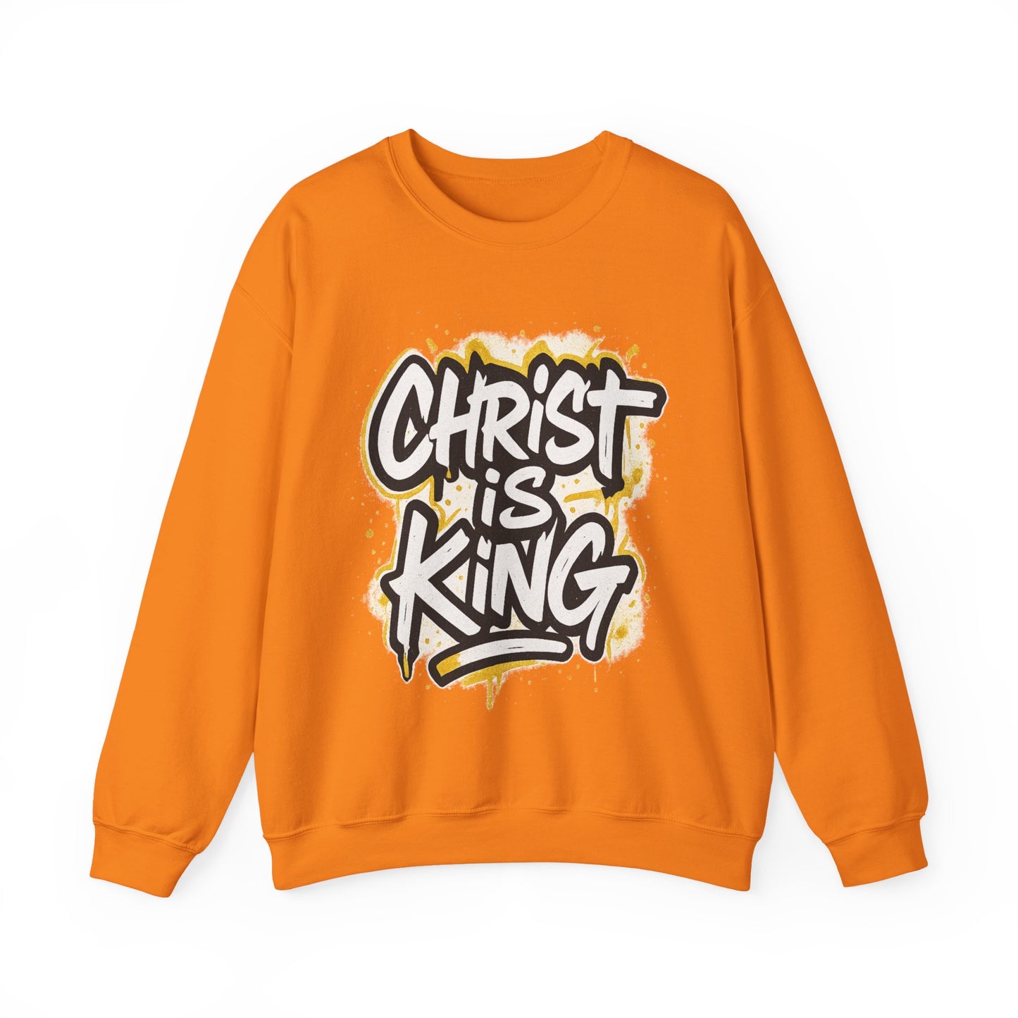 Christ is King Men's Crewneck Sweatshirt (White/Gold Logo)
