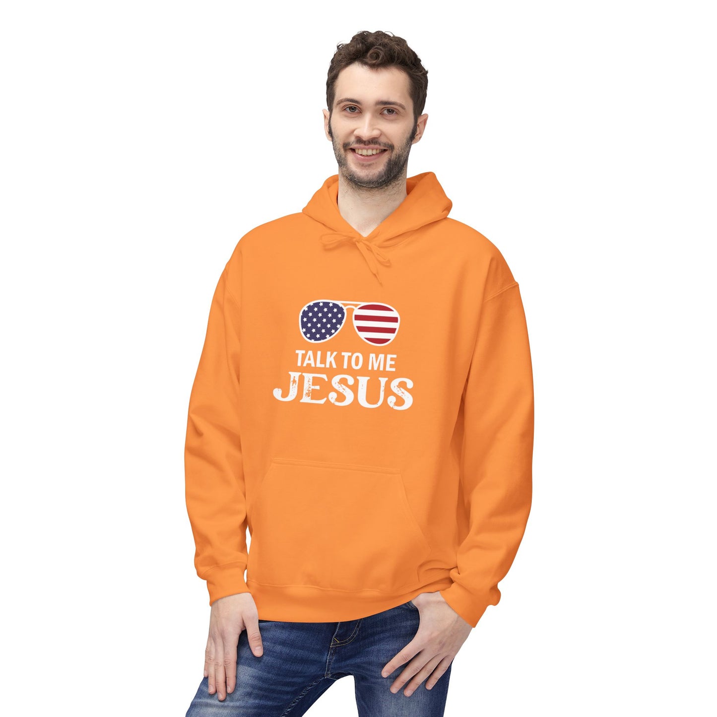 Patriotic "Talk to Me Jesus" Christian Fleece Hoodie