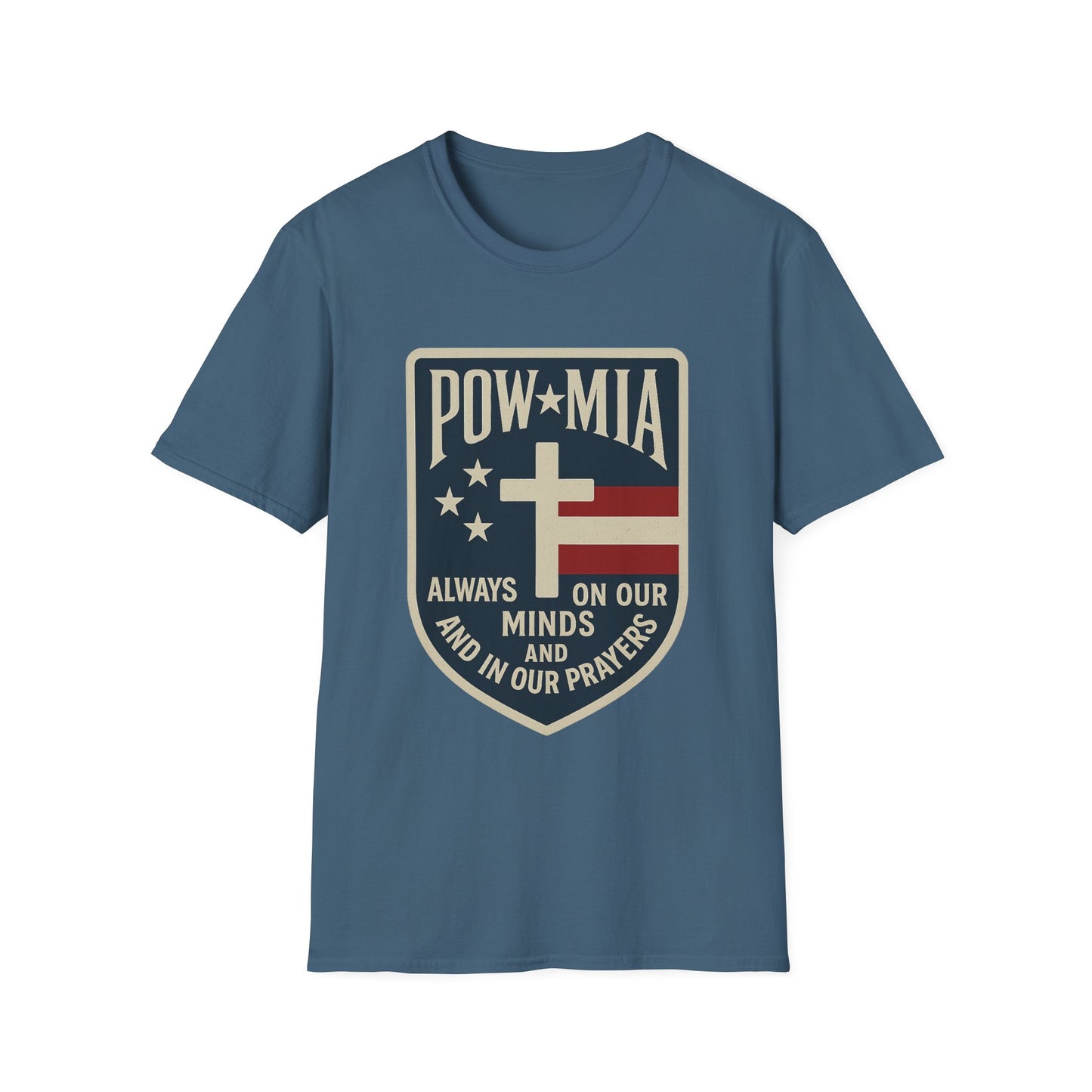 "POW MIA Thoughts & Prayers" Tribute Military Support Softstyle T-Shirt