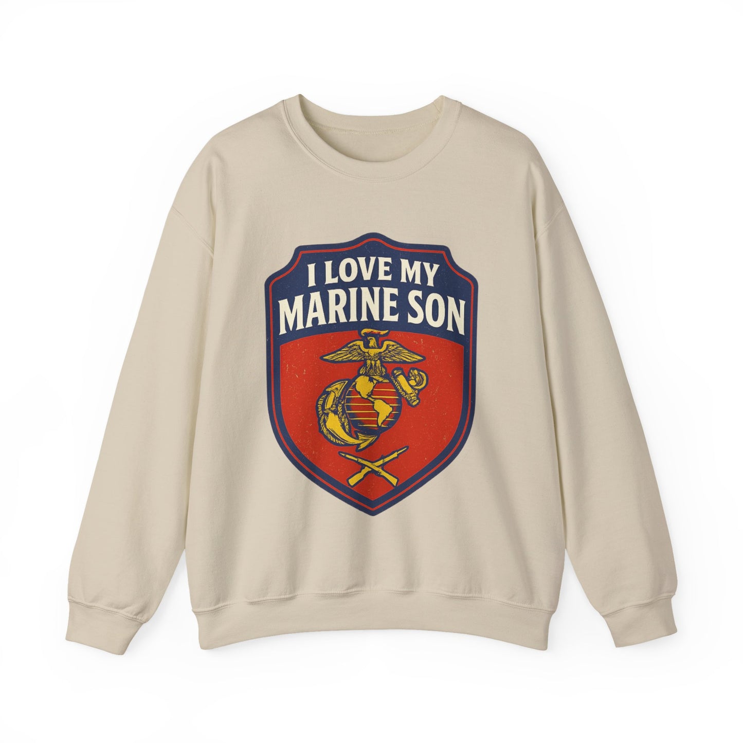 "I Love My Marine Son" Patriotic Crewneck Sweatshirt for Marine Military Parents