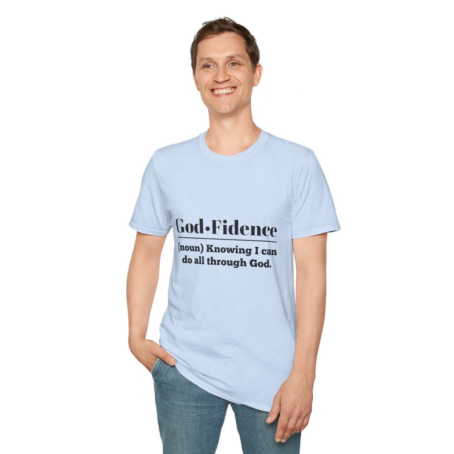 God-Fidence Men's Tshirt (Black Logo) - Sweet Baby Jeez Teez