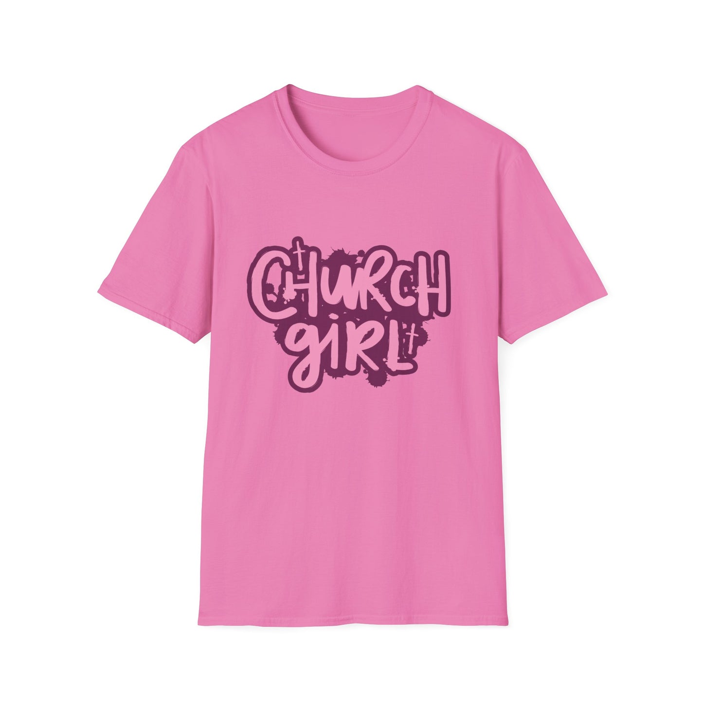 Church Girl Women's Relaxed/Fitted Tshirt (Pinks Logo) - Sweet Baby Jeez Teez
