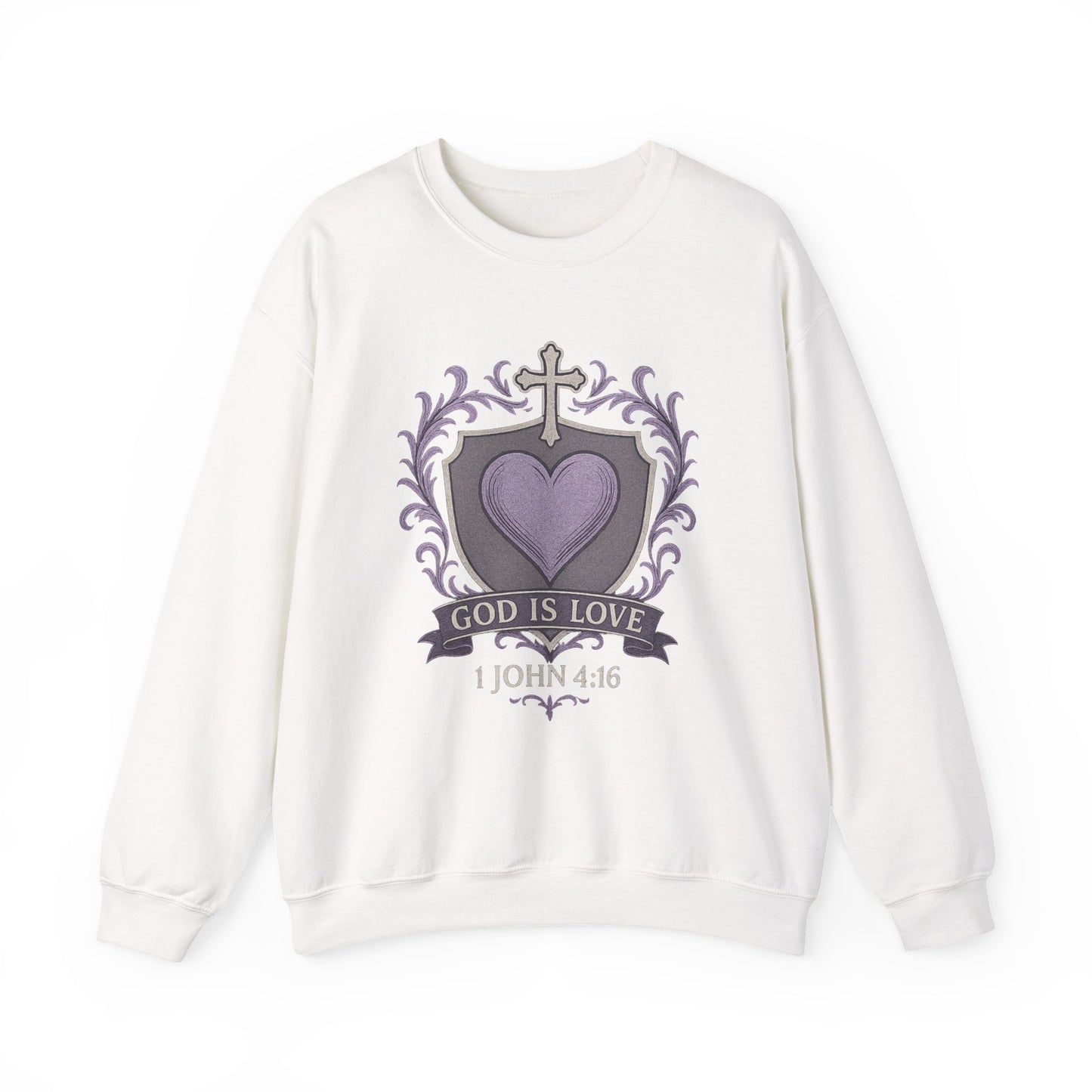 God Is Love Women's Bible Verse Inspirational Christian Sweatshirt (Faded Logo)