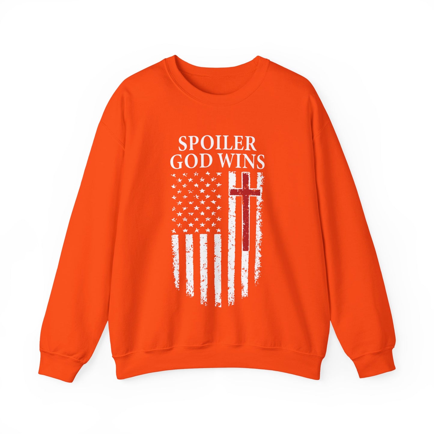 "Spoiler God Wins" Christian Unisex Cozy Sweatshirt