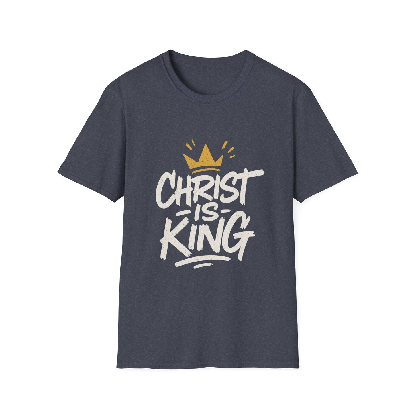 Christ is King Men's Unisex Softstyle T-Shirt (Gold Crown Logo)