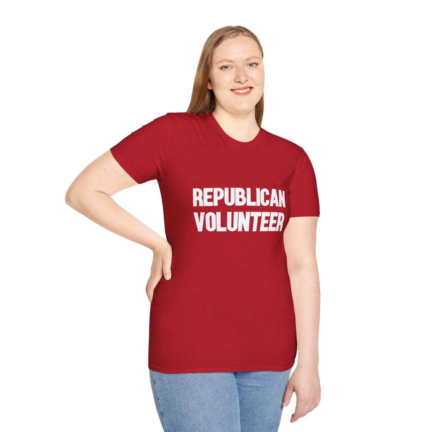 Republican Volunteer Unisex Tshirt (White/Red Logo) - Sweet Baby Jeez Teez