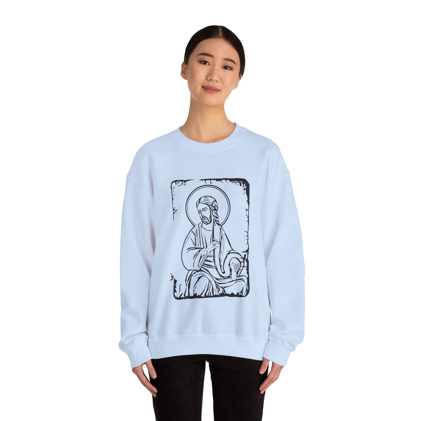 Orthodox Icon Women's Relaxed Sweatshirt (Black Logo) - Sweet Baby Jeez Teez