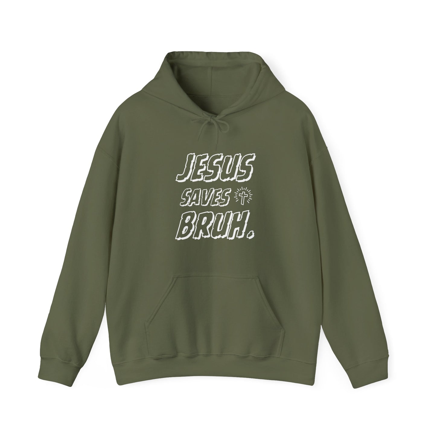 Jesus Saves Bruh Men's Hoodie (White Logo) - Sweet Baby Jeez Teez