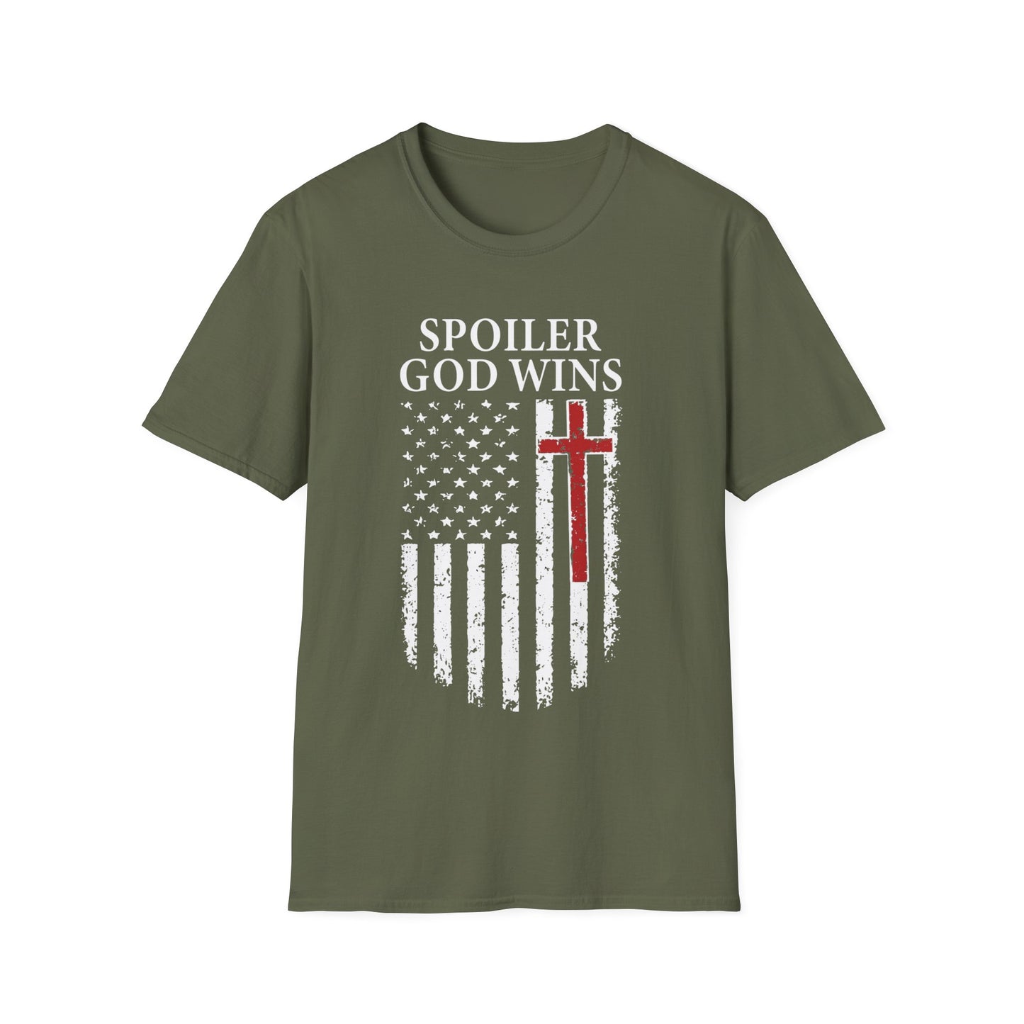 "Spoiler God Wins" Christian Unisex Softstyle T-Shirt