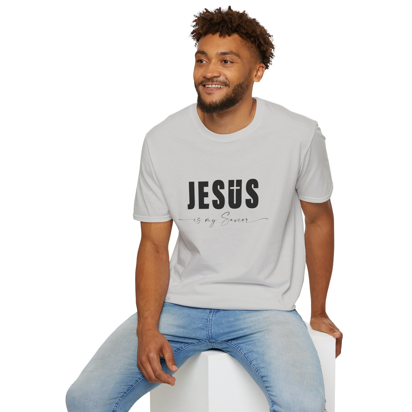 "Jesus is My Savior" Christian Faith Soft T-Shirt (Black Logo)
