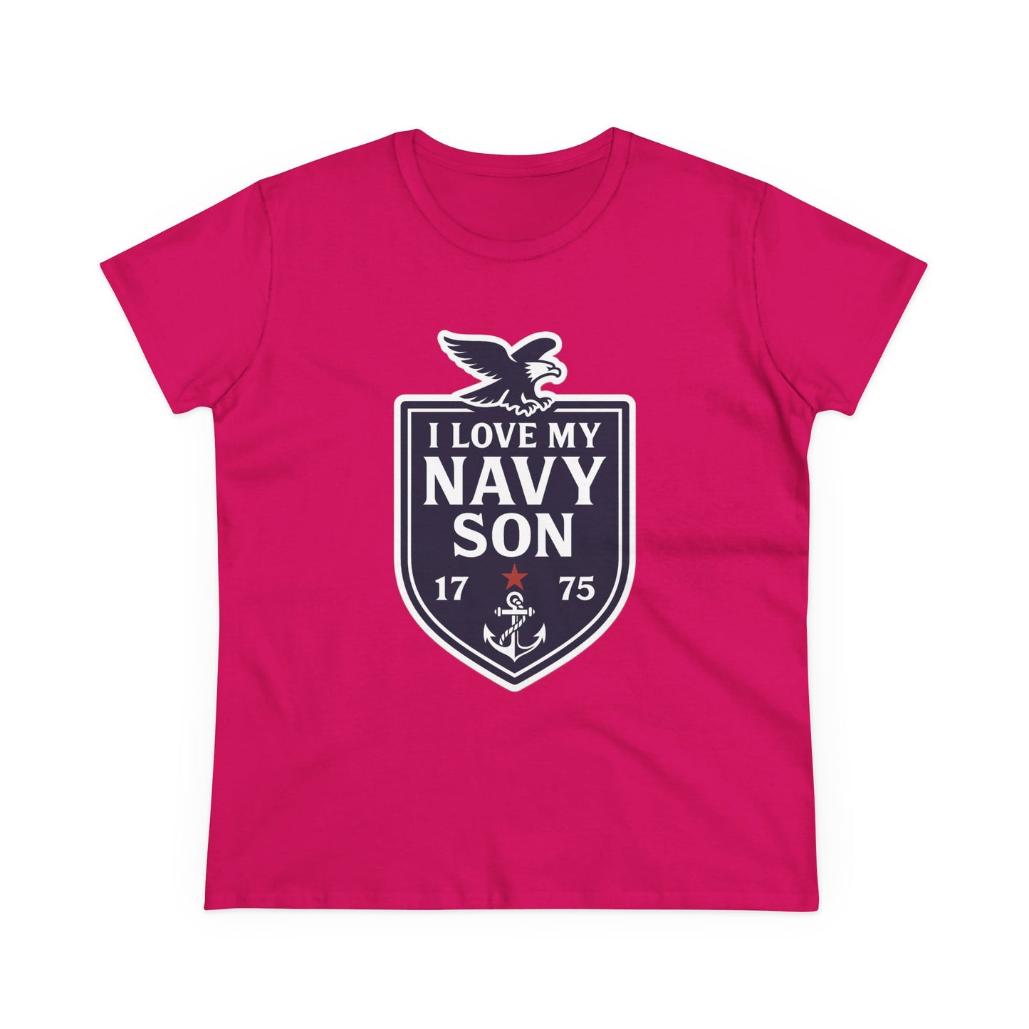 "I Love my Navy Son" Military Pride Patriotic Crest Women's Semi-Fitted Tshirt