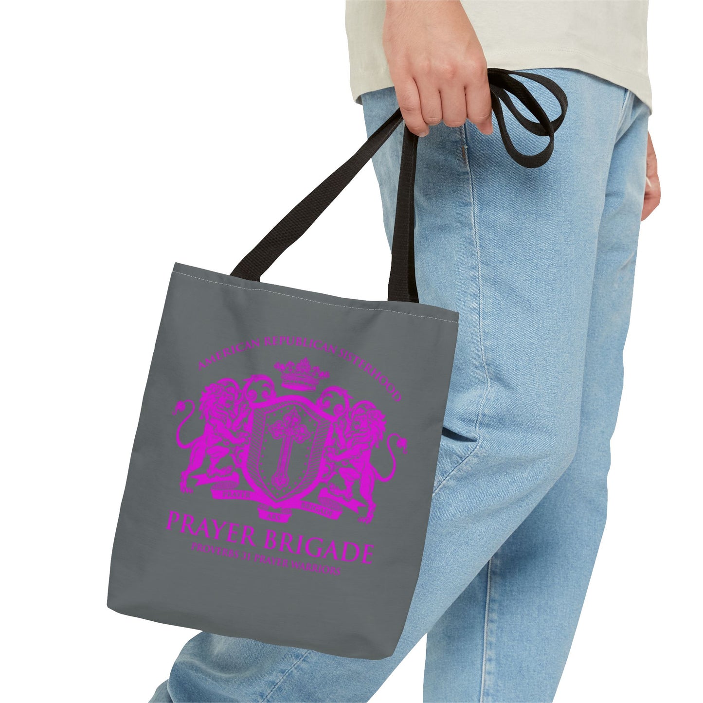 ARS Prayer Brigade Tote Bag (Dark Gray with Hot Pink Logo)