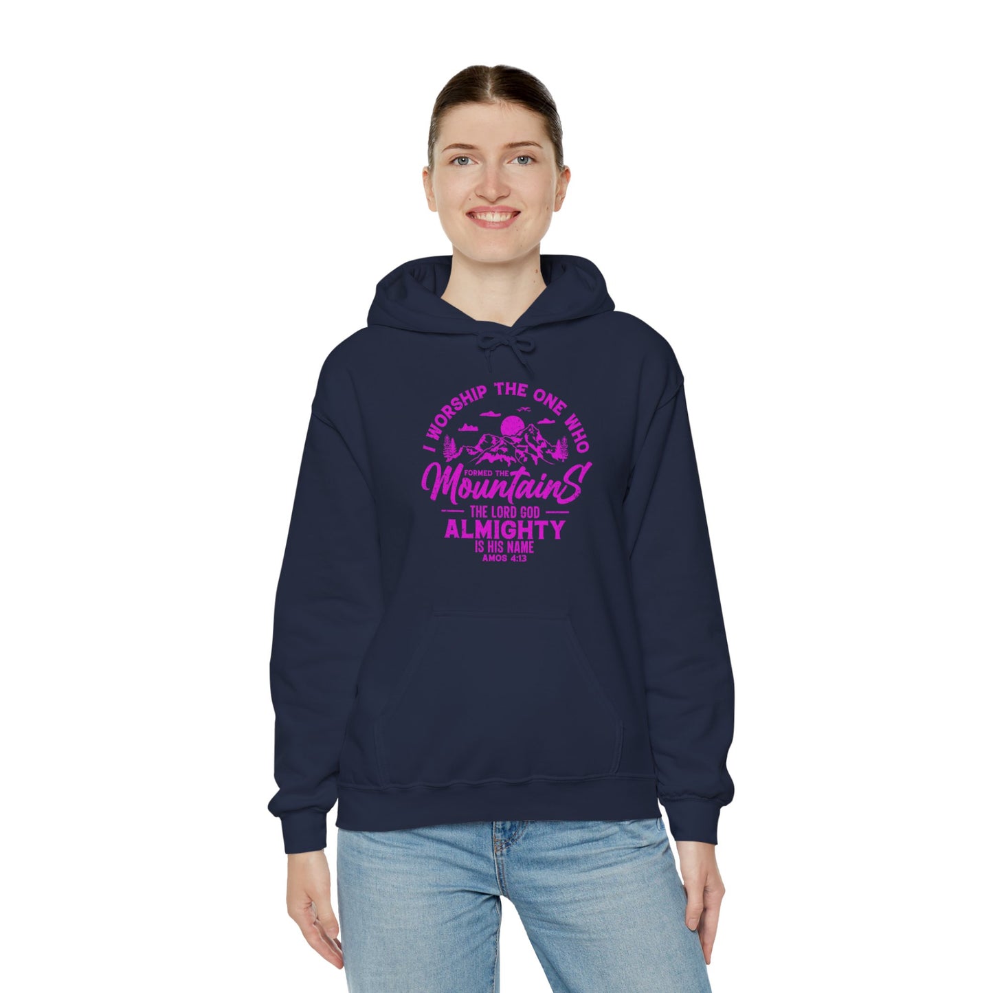 Mountains Women's Relaxed Hoodie (Hot Pink Logo)