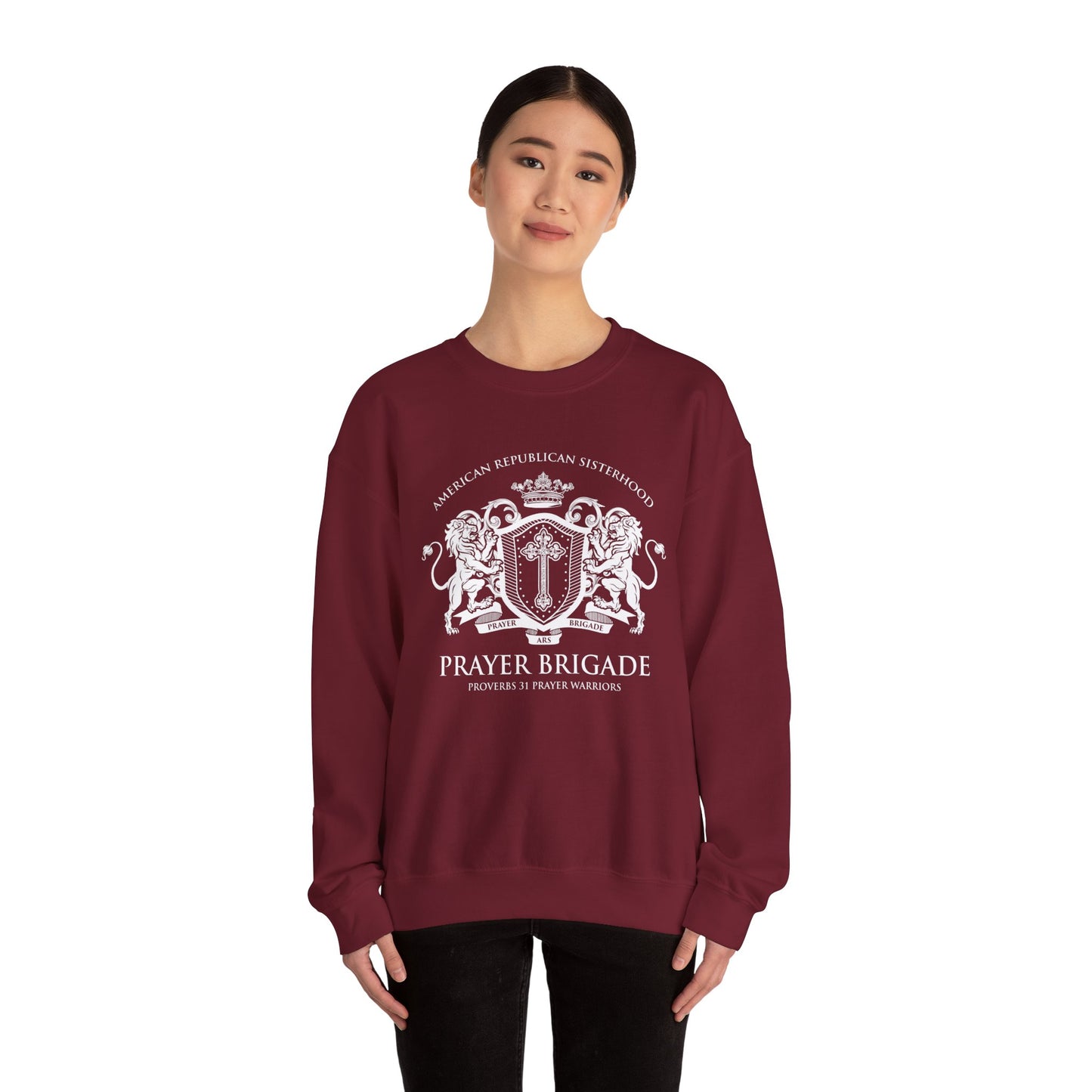 Prayer Brigade Relaxed Sweatshirt - Scripture Inspired Design (White Logo)