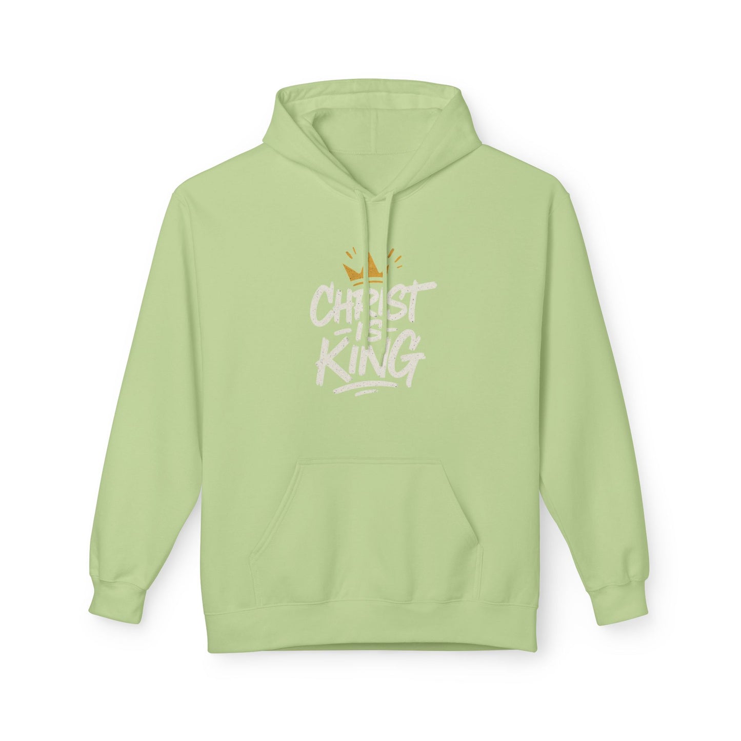 Christ is King Fleece Hoodie Faith-Based Sweatshirt (Gold Crown Logo)