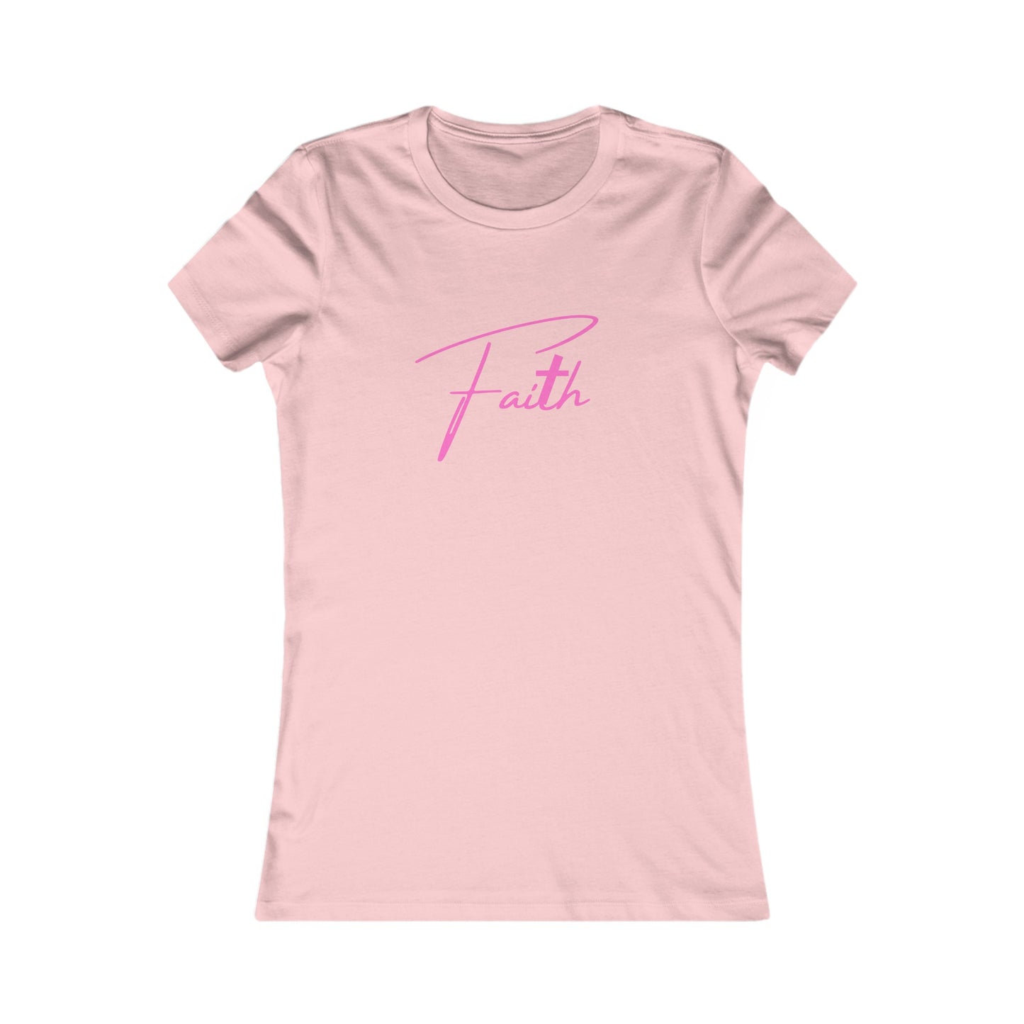 Cross-ed T Faith Women's Fitted Tshirt (Hot Pink Logo) - Sweet Baby Jeez Teez