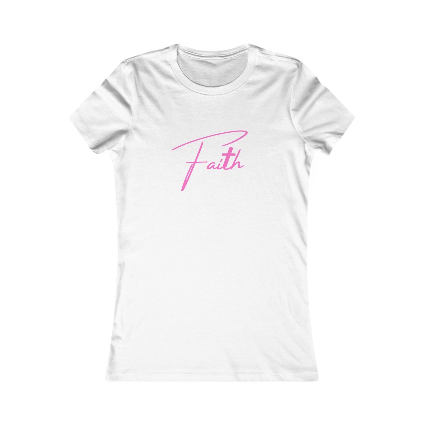 Cross-ed T Faith Women's Fitted Tshirt (Hot Pink Logo) - Sweet Baby Jeez Teez