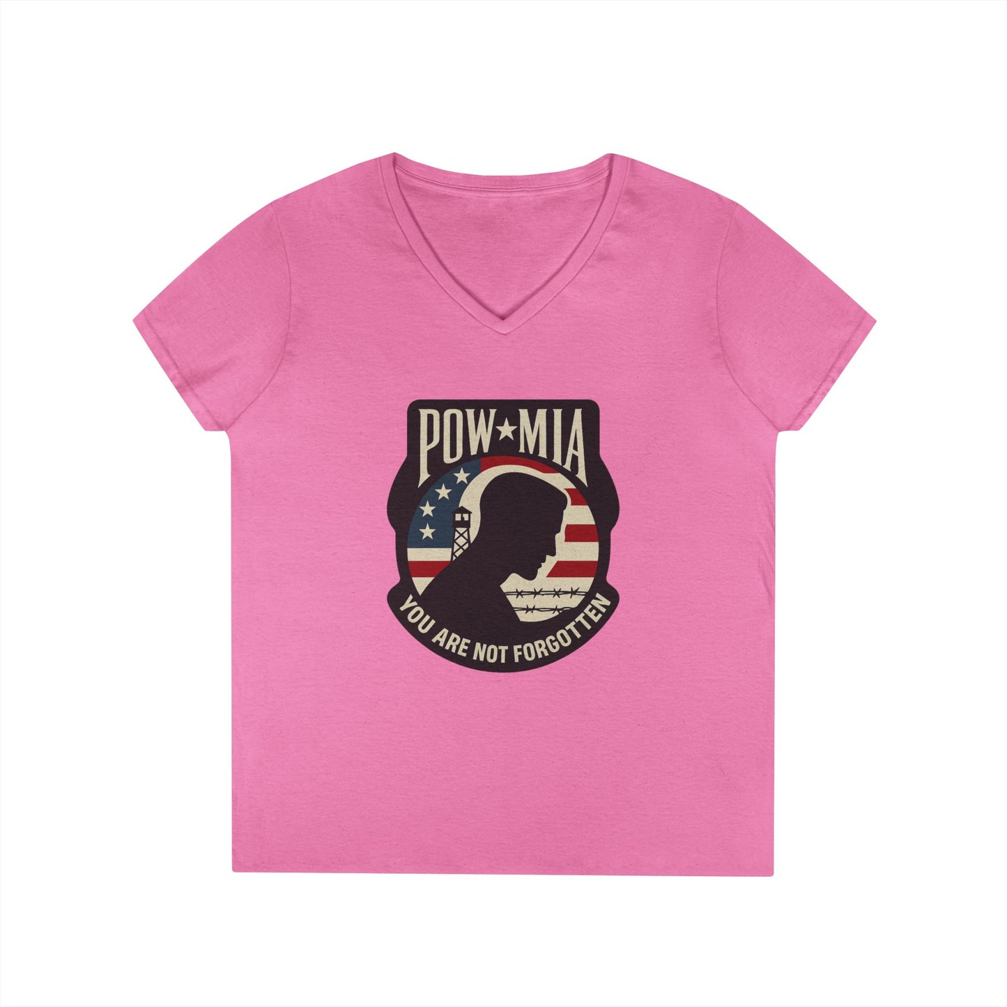 "POW MIA You are not Forgotten" Military Support Women's V-Neck T-Shirt