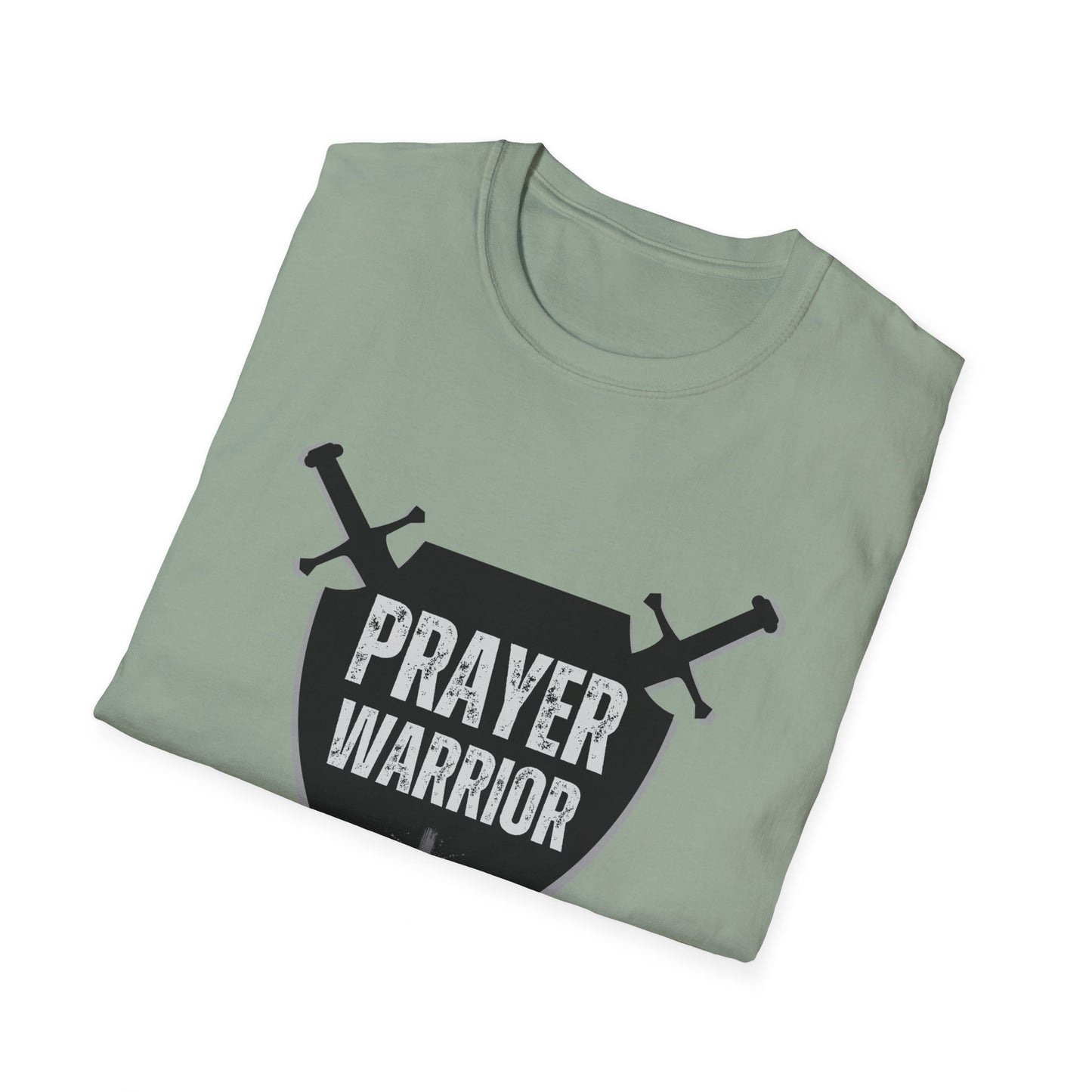 Prayer Warrior Shield Men's Tshirt (Black Logo) - Sweet Baby Jeez Teez