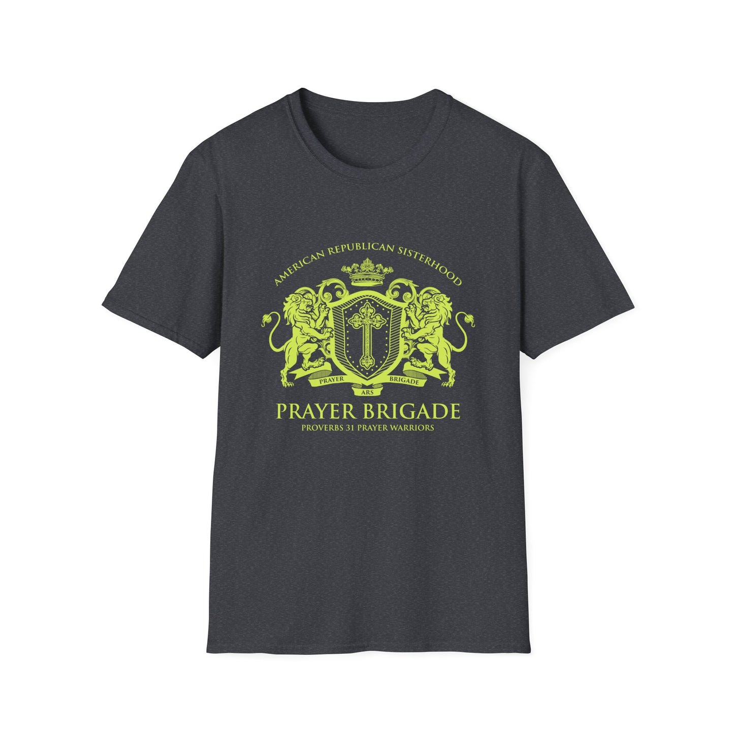 ARS Prayer Brigade Women's Relaxed/Plus Tshirt (Chartreuse Logo)