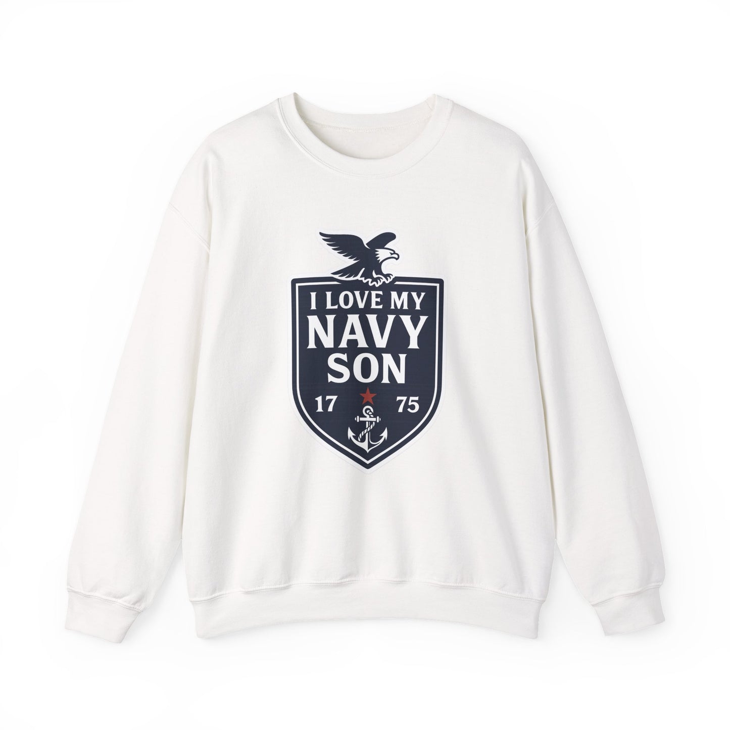 "I Love my Navy Son" Military Pride Navy Patriotic Crest Crewneck Sweatshirt