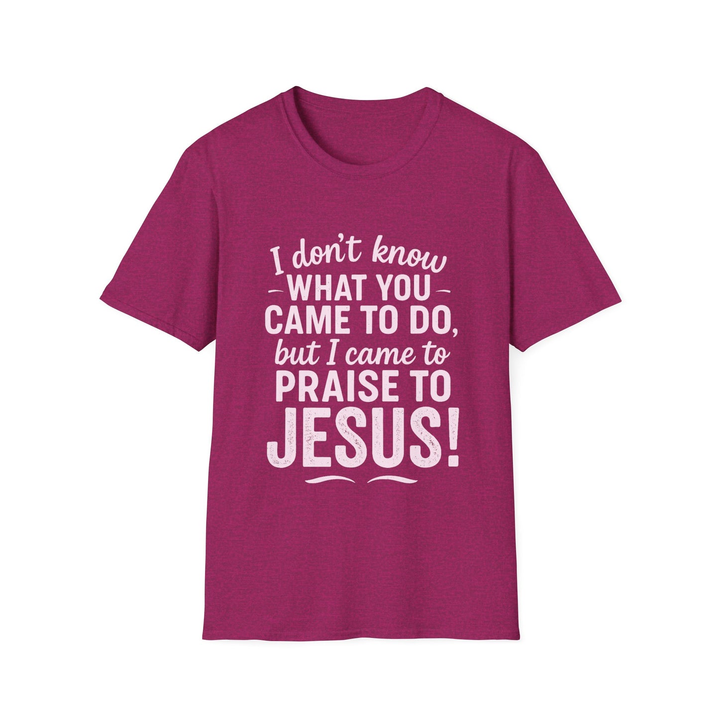 "I Came to Praise Jesus" Relaxed Softstyle Tshirt (Light Pink Logo) - Sweet Baby Jeez Teez
