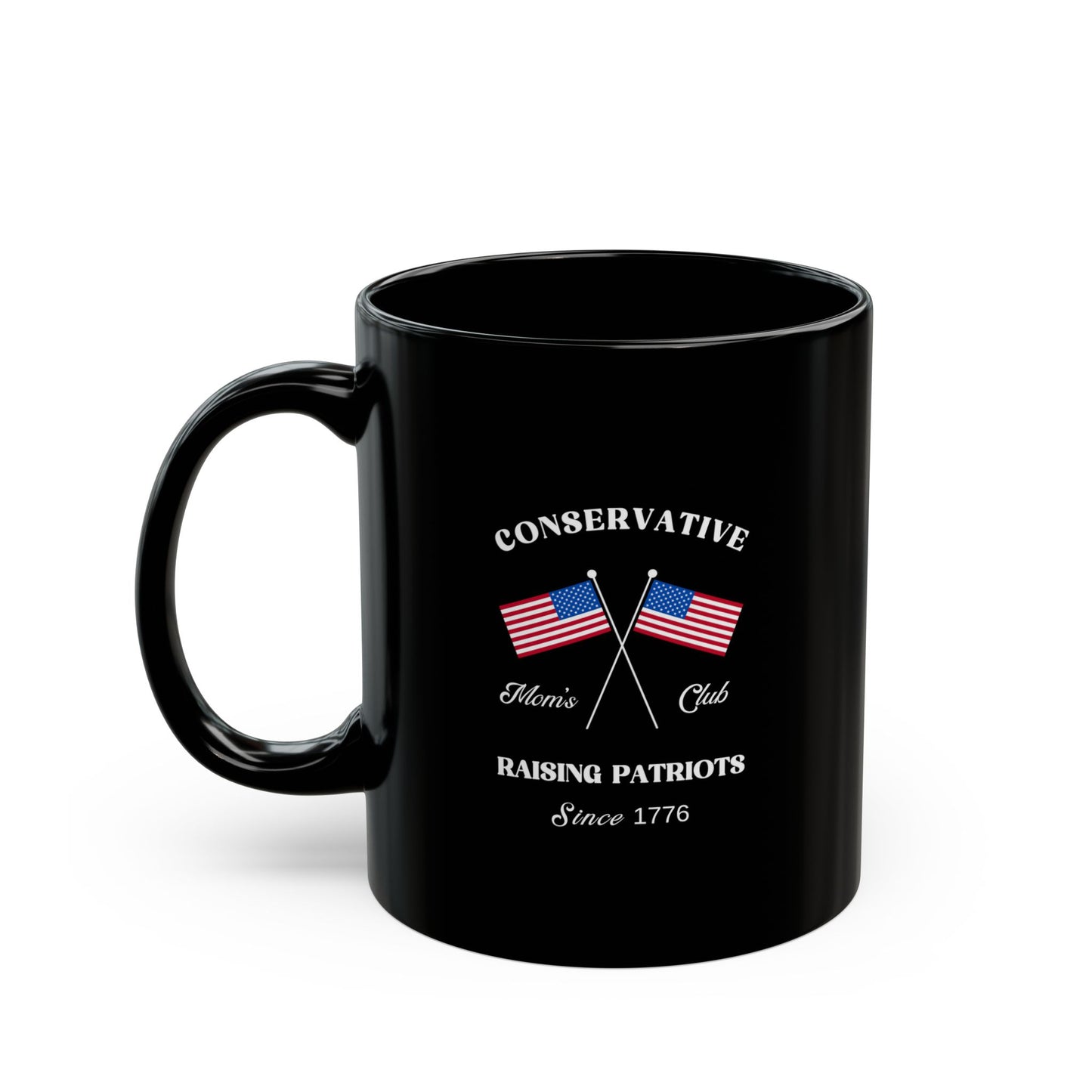 Conservative Mom's Club Black Mug (White Logo)