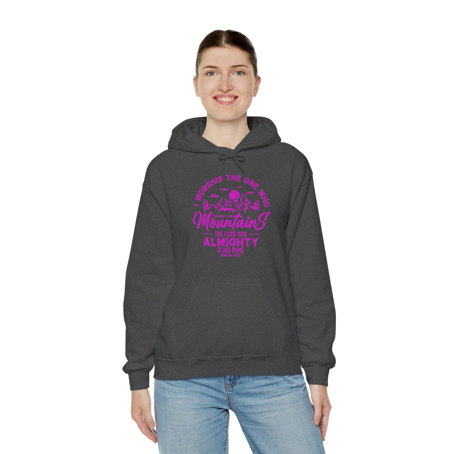Mountains Women's Relaxed Hoodie (Hot Pink Logo)