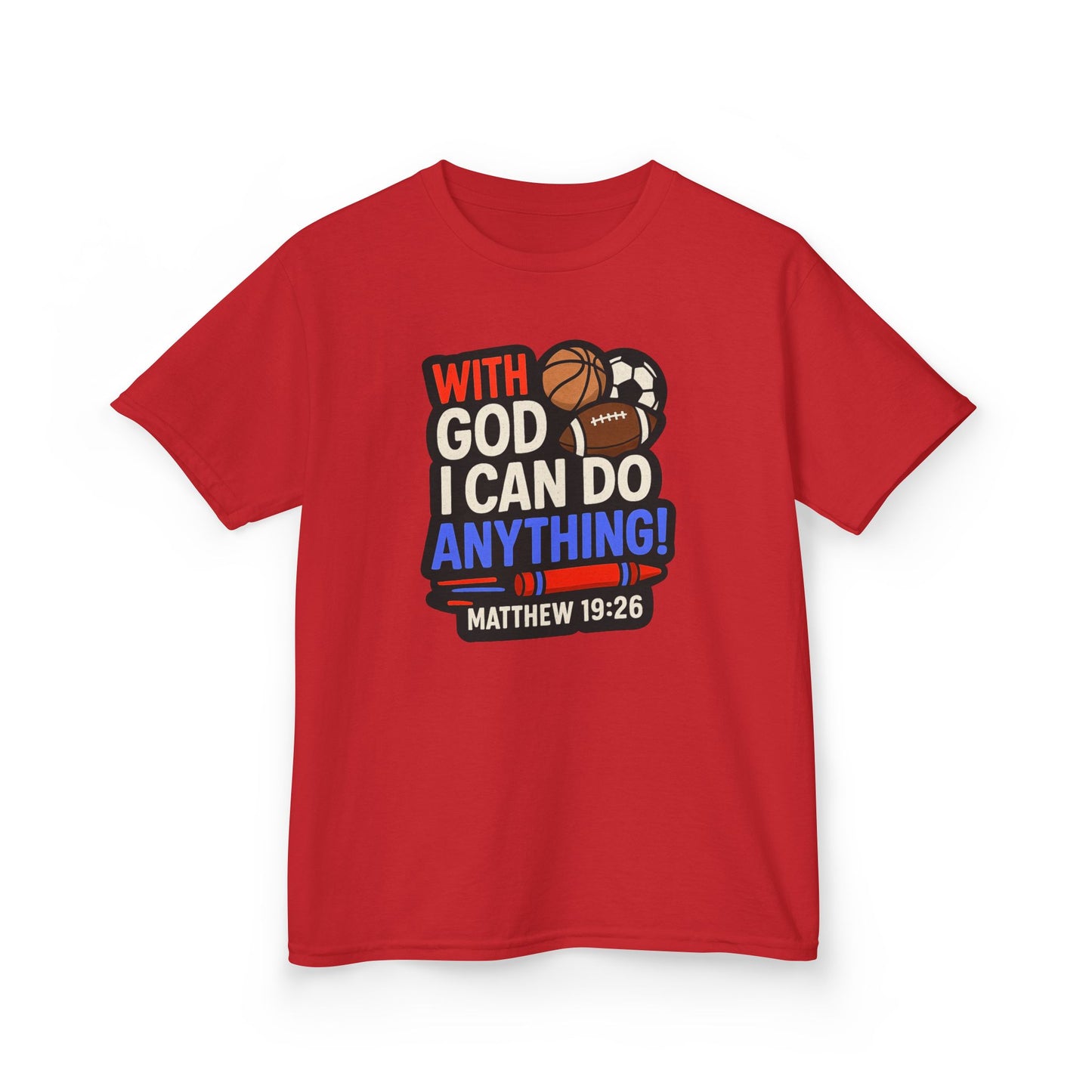 "With God I Can Do Anything!" Bible Verse Christian Boy's Inspirational Tshirt