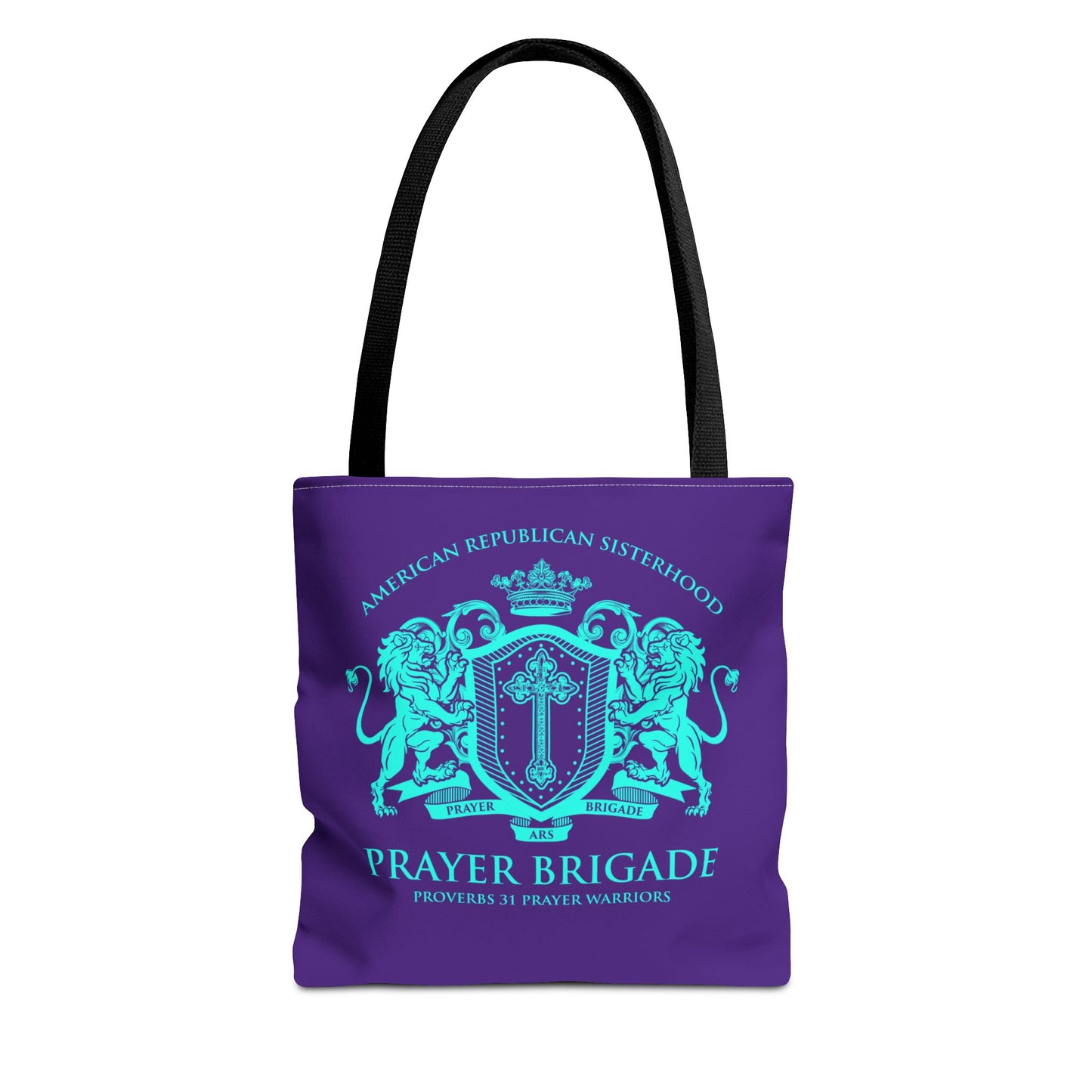 ARS Prayer Brigade Tote Bag (Purple with Aqua Logo)