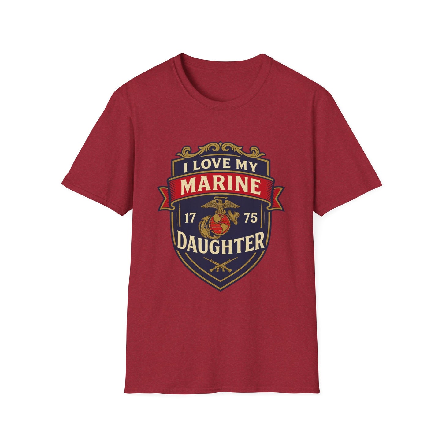 "I Love My Marine Daughter" Military Patriotic Softstyle Tshirt for Marine Parents