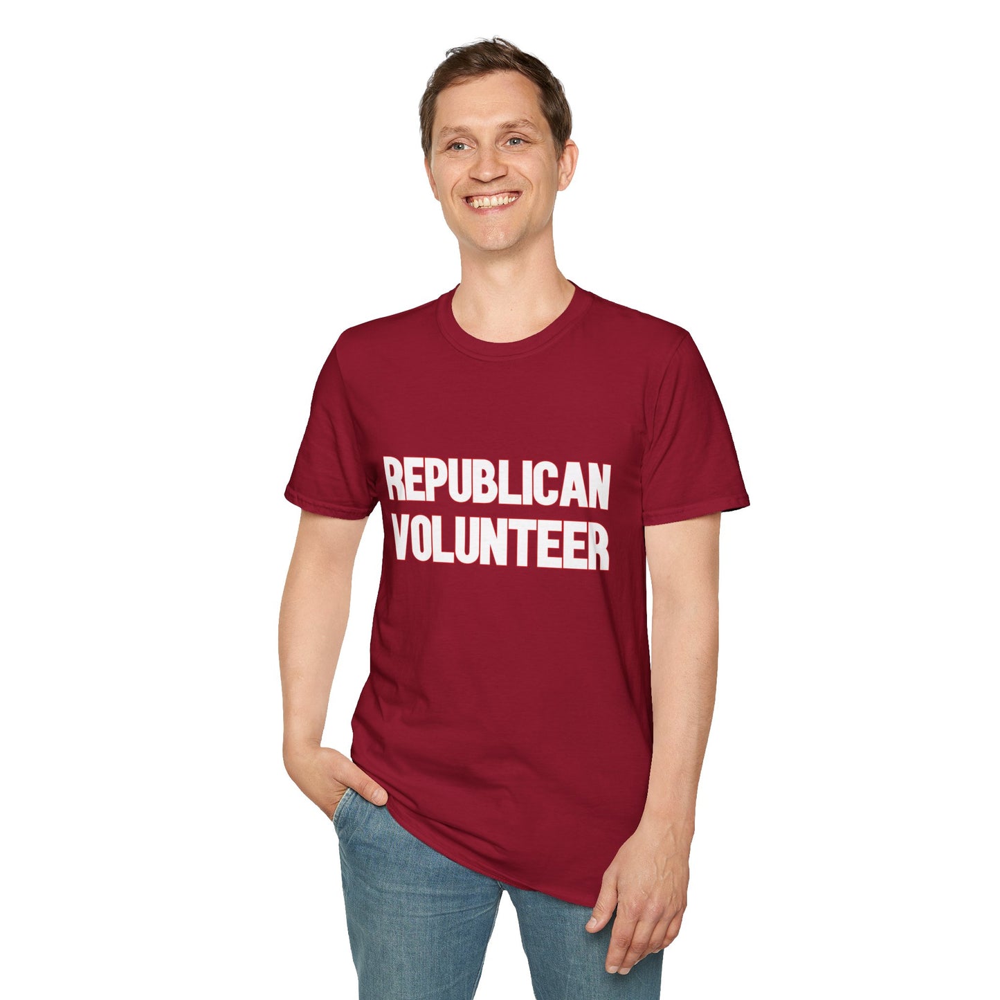 Republican Volunteer Unisex Tshirt (White/Red Logo) - Sweet Baby Jeez Teez