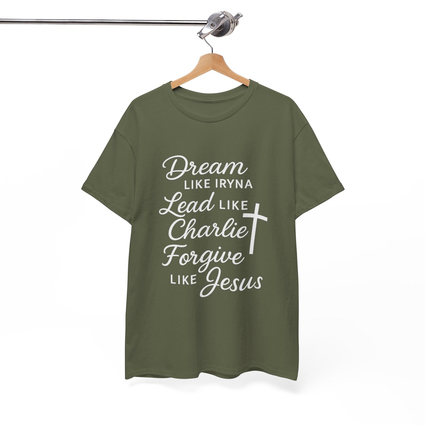 Dream, Lead, Forgive Women's Relaxed Heavy Cotton Tshirt (White Logo)