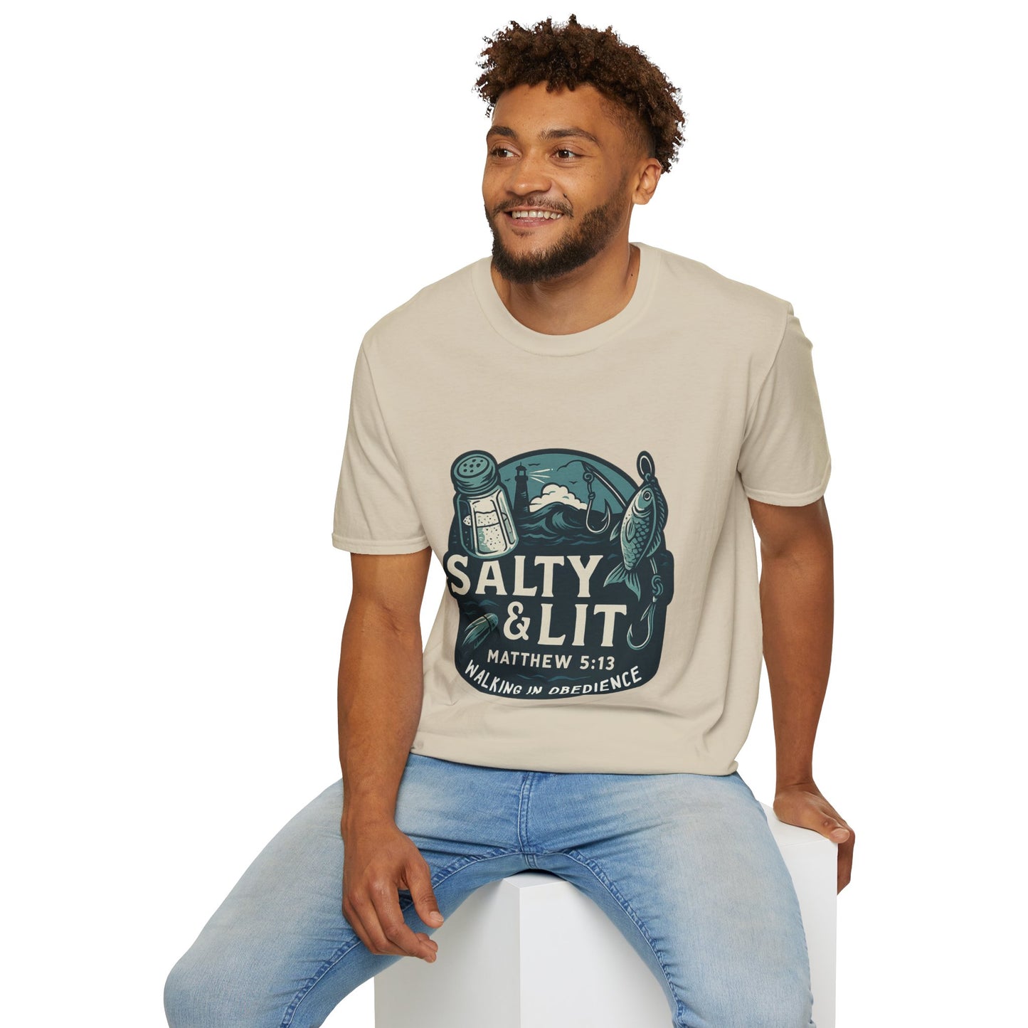 'Salty & Lit" Matthew 5:13 Bible Verse Christian Softstyle Tshirt