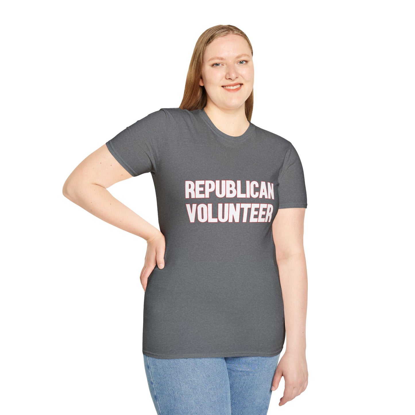 Republican Volunteer Unisex Tshirt (White/Red Logo) - Sweet Baby Jeez Teez